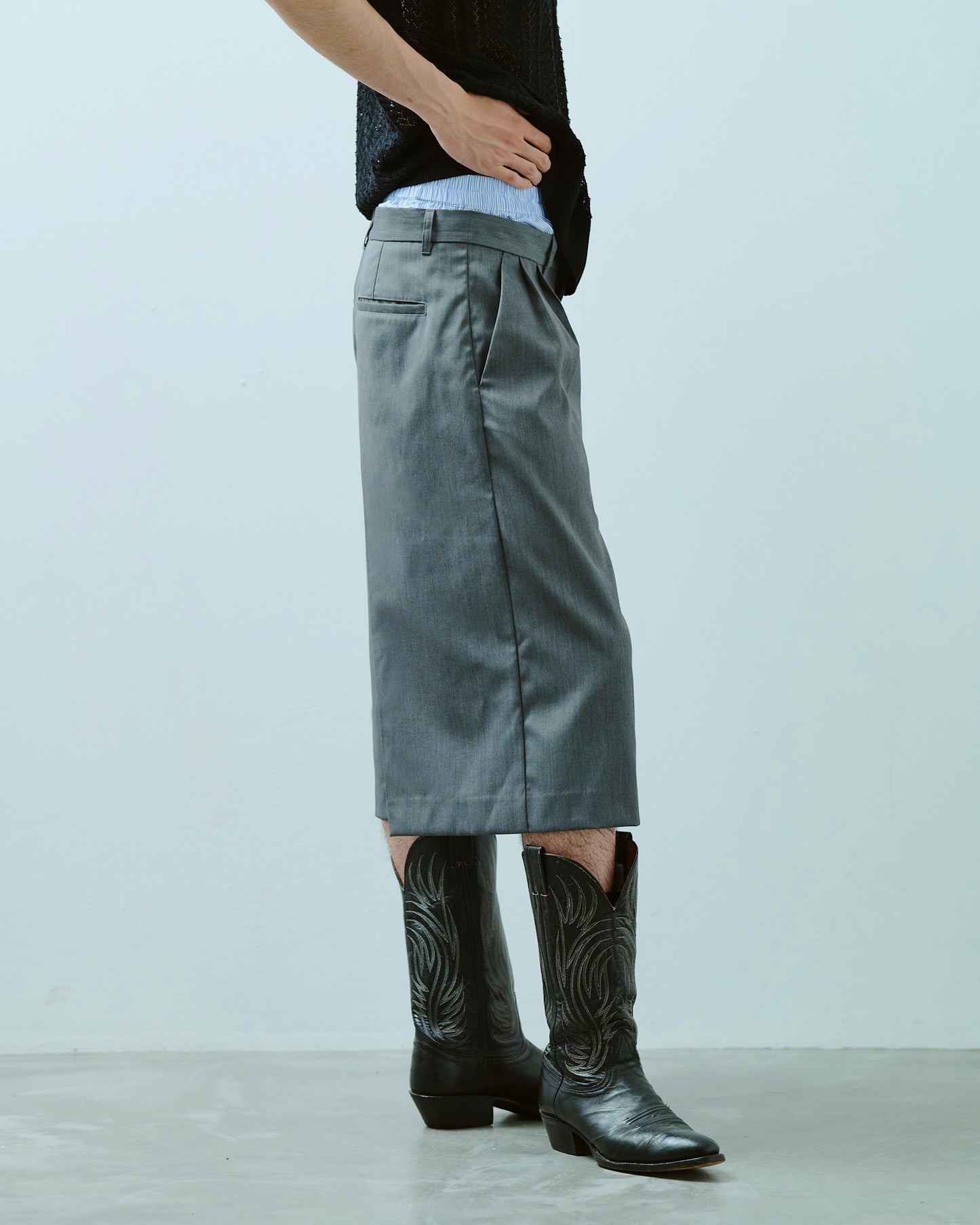 layered boxers wide slacks shorts