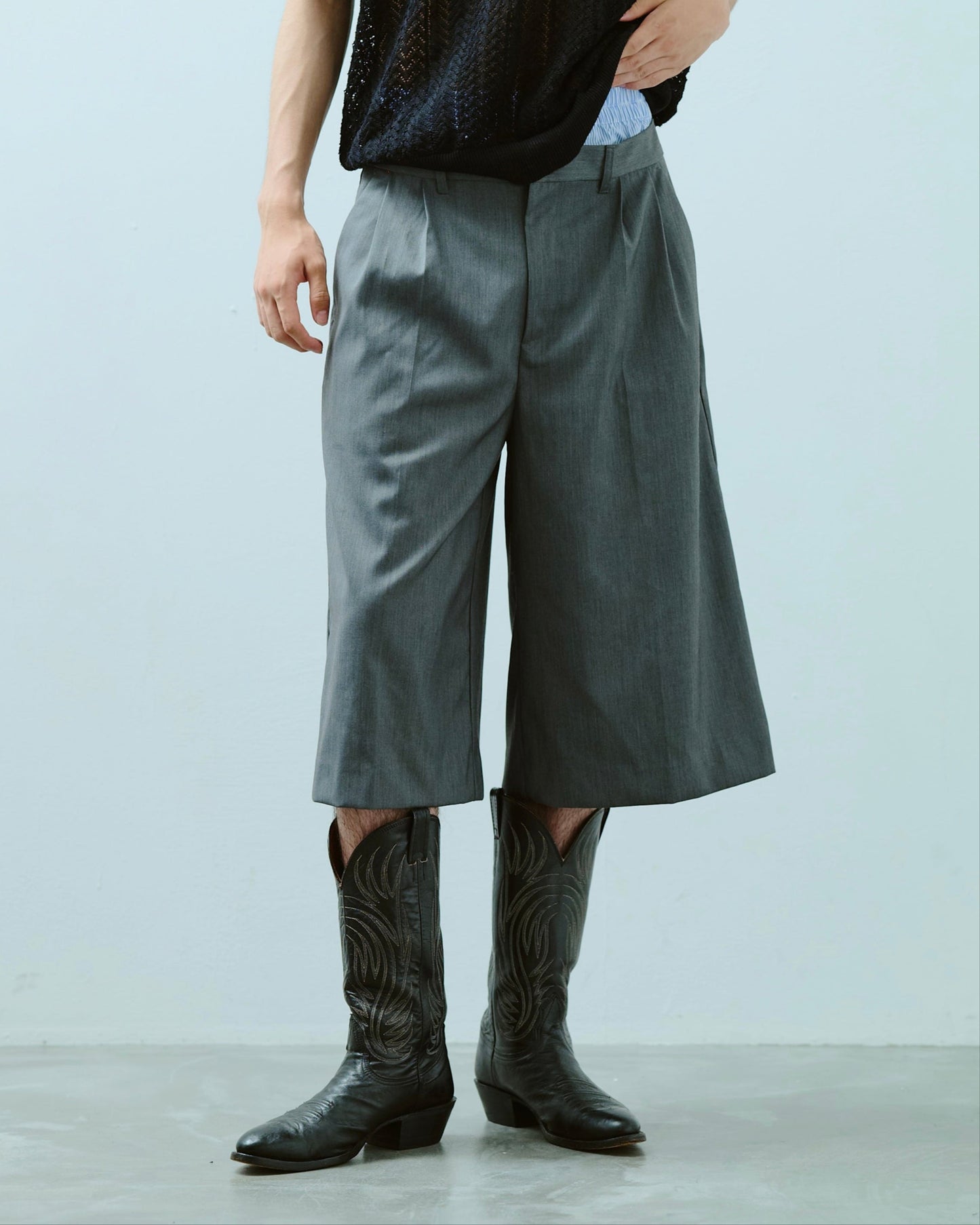 layered boxers wide slacks shorts