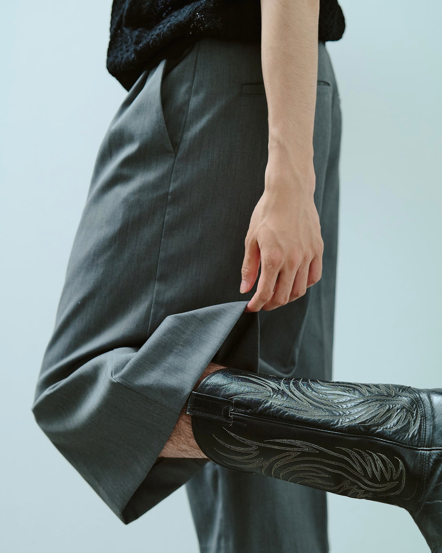 layered boxers wide slacks shorts