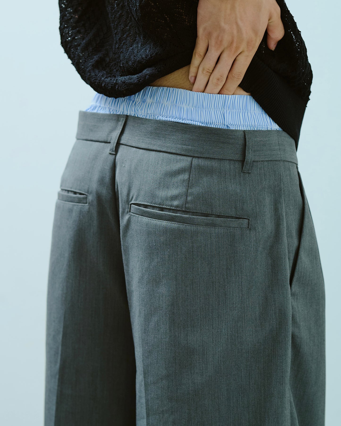 layered boxers wide slacks shorts