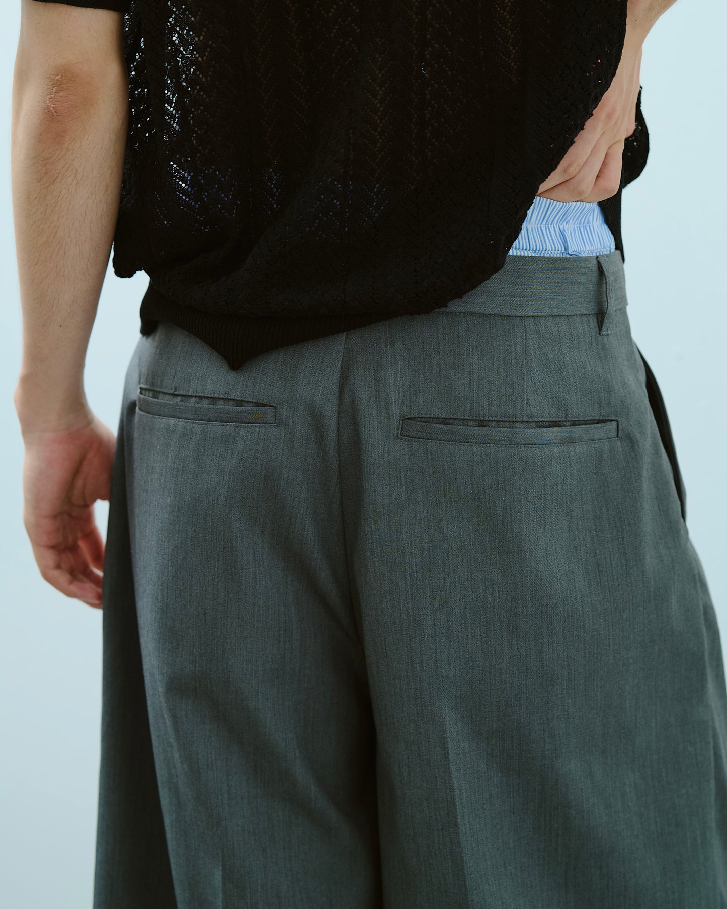 layered boxers wide slacks shorts