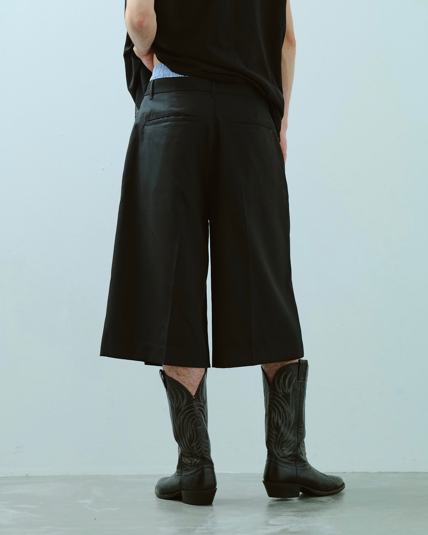 layered boxers wide slacks shorts