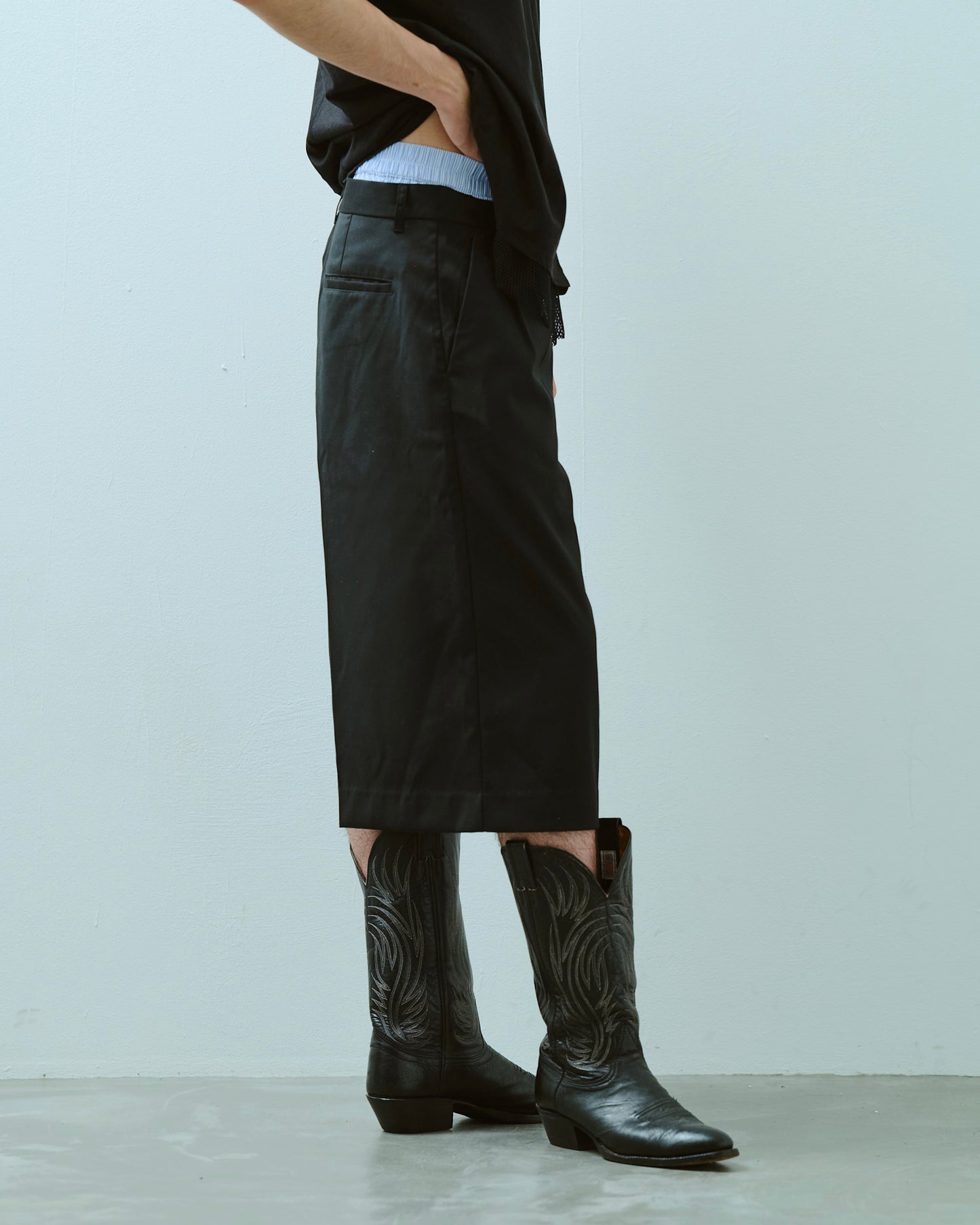 layered boxers wide slacks shorts