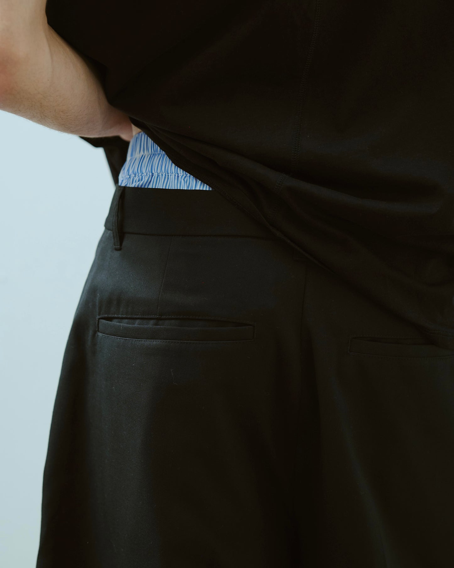 layered boxers wide slacks shorts