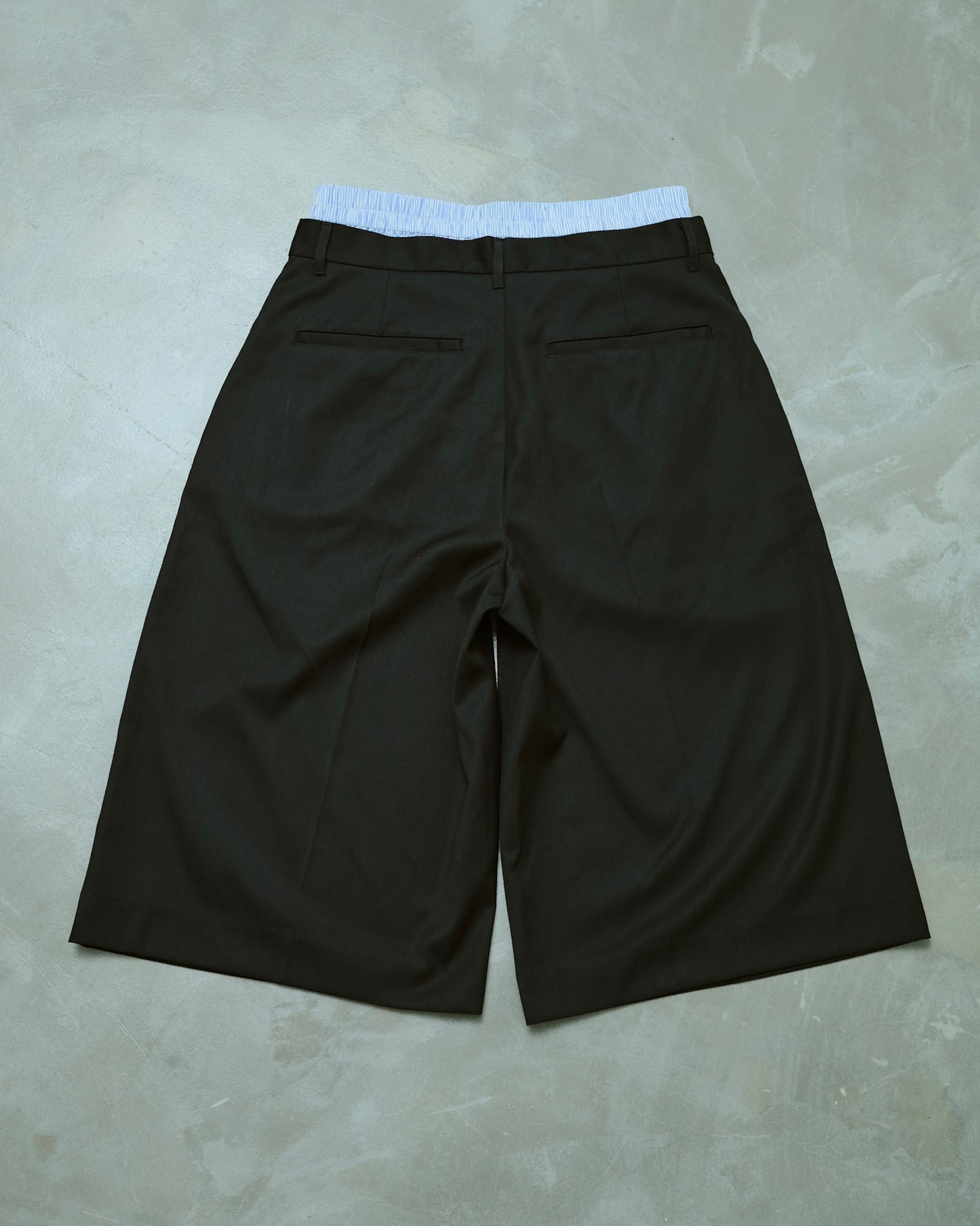 layered boxers wide slacks shorts