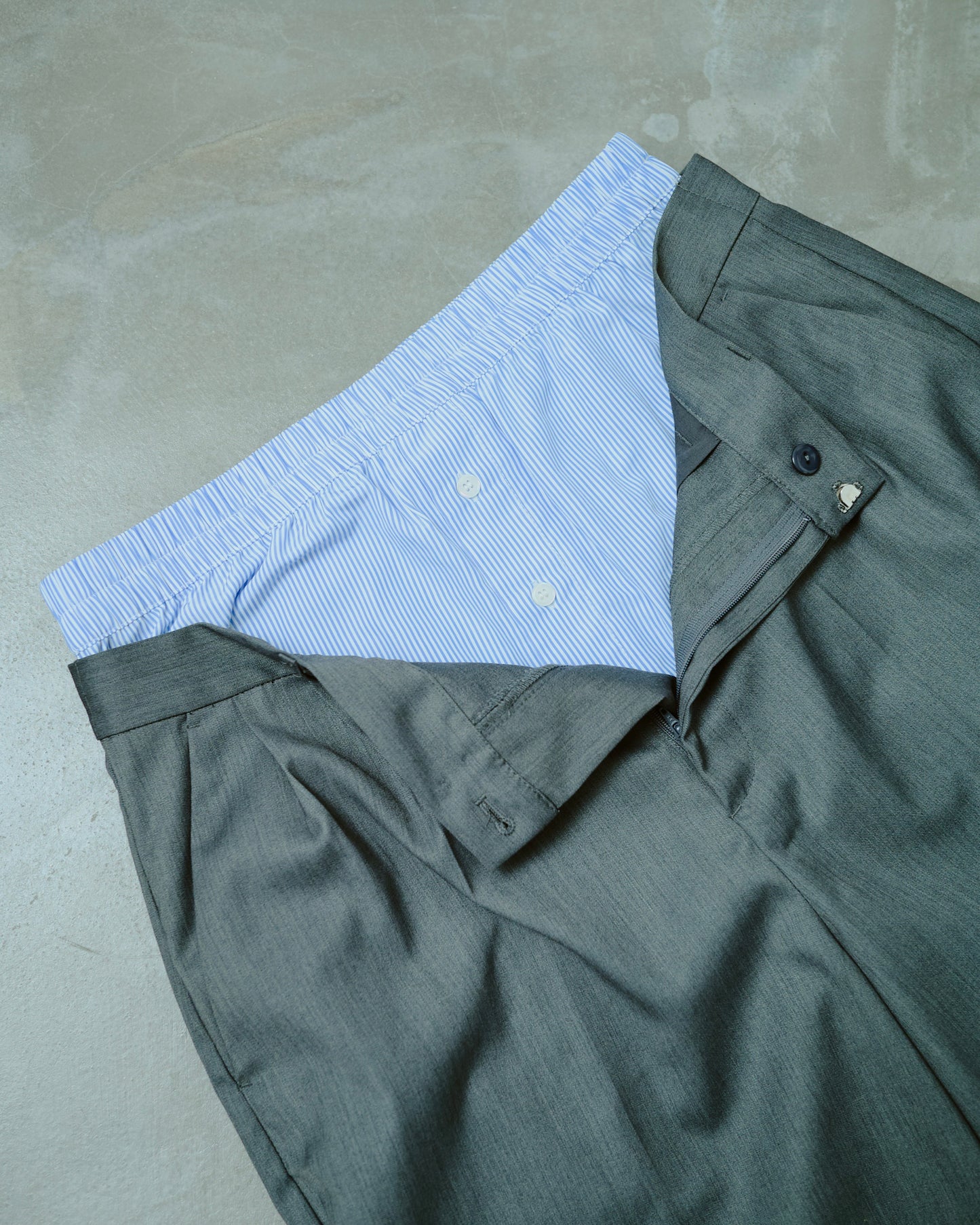 layered boxers wide slacks shorts