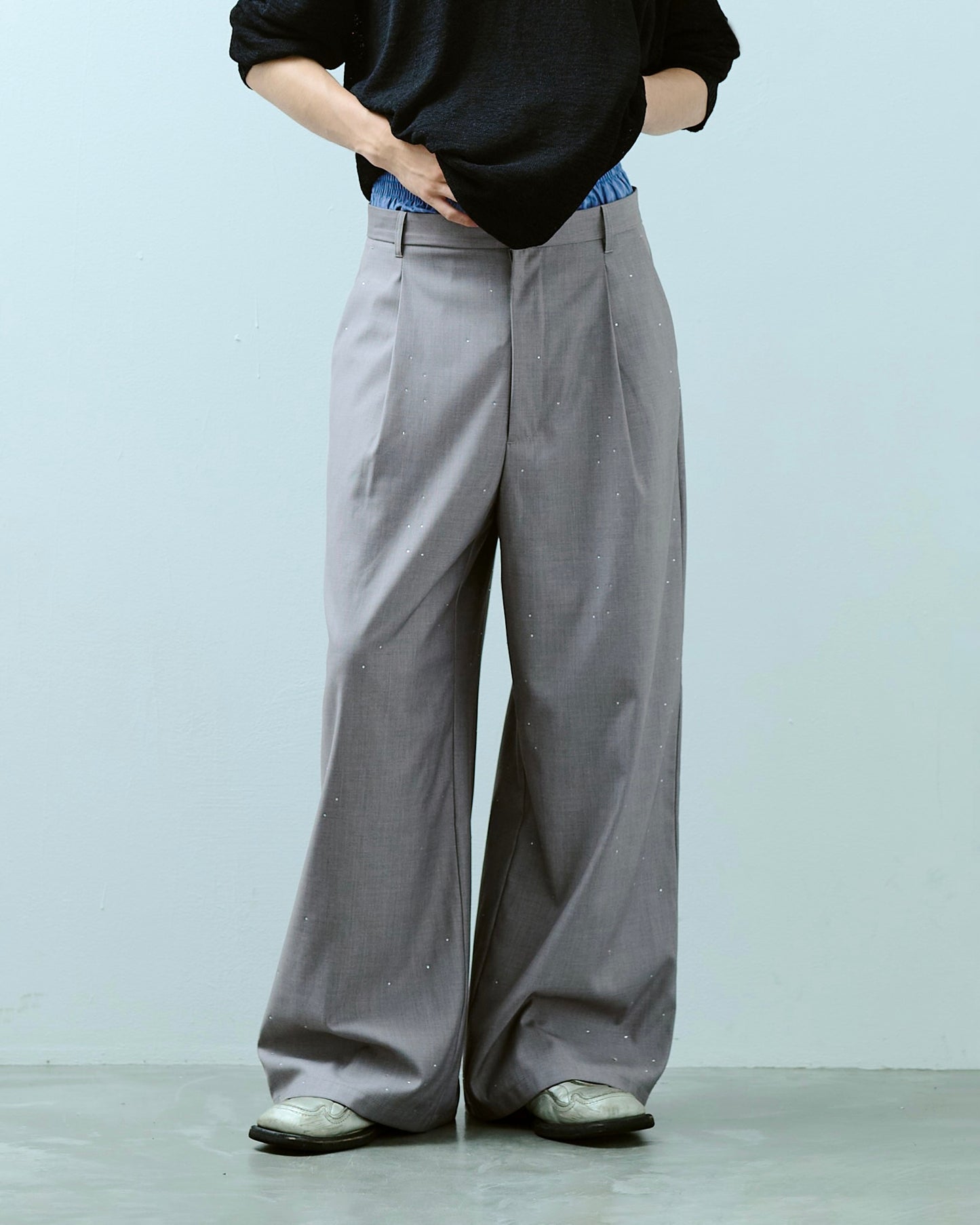 wide baggy rhinestone slacks