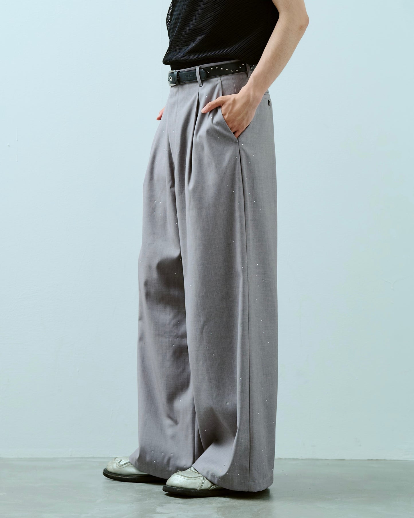 wide baggy rhinestone slacks