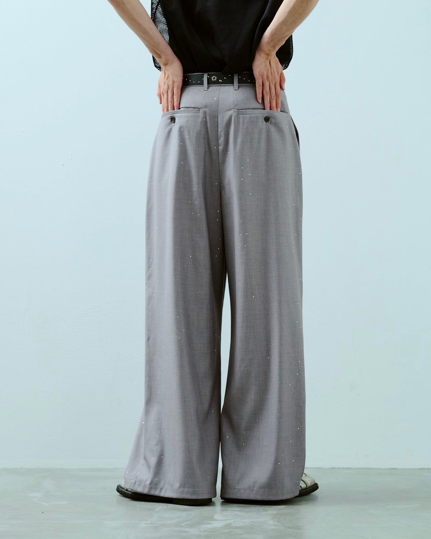 wide baggy rhinestone slacks