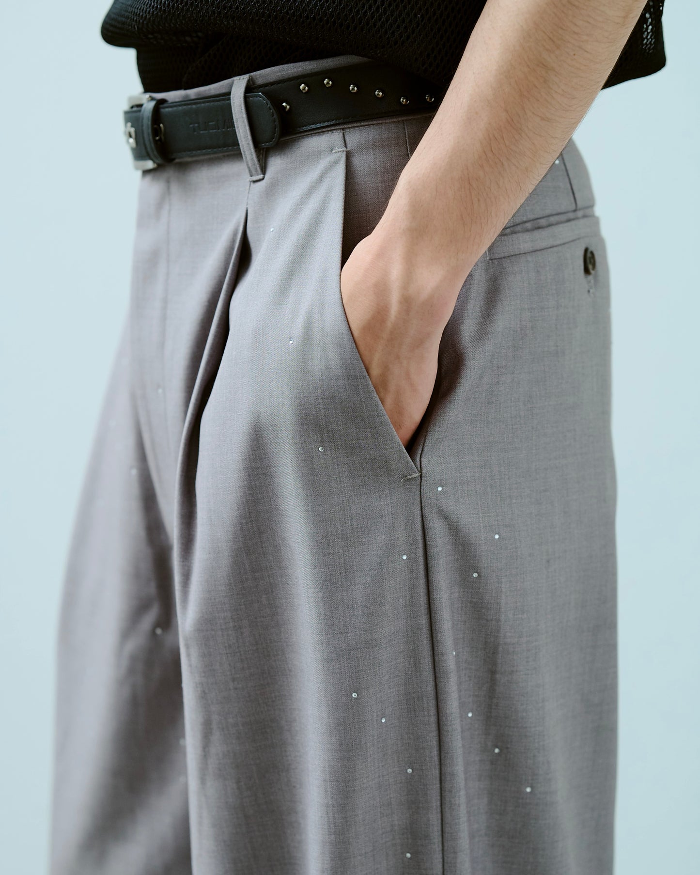 wide baggy rhinestone slacks