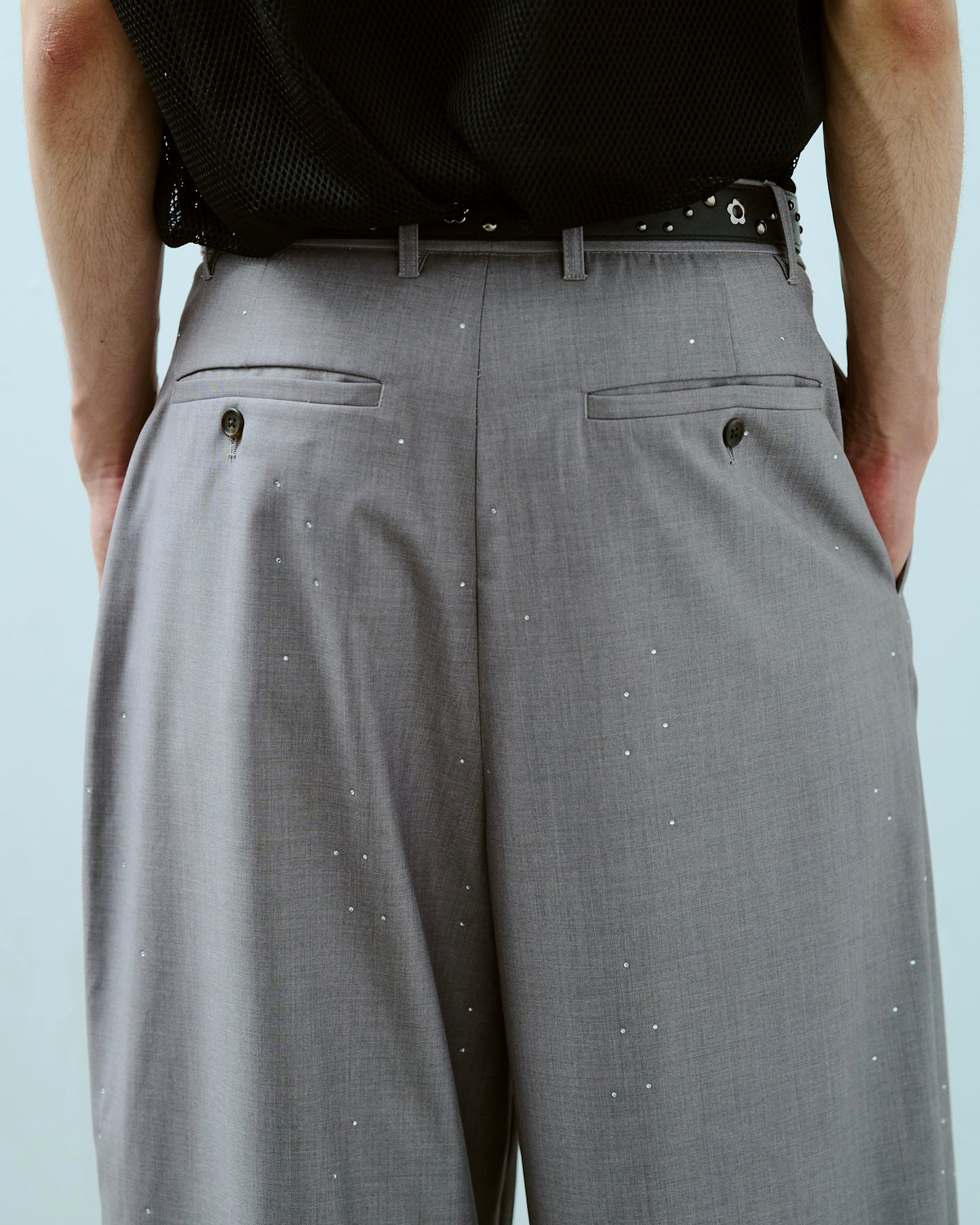 wide baggy rhinestone slacks