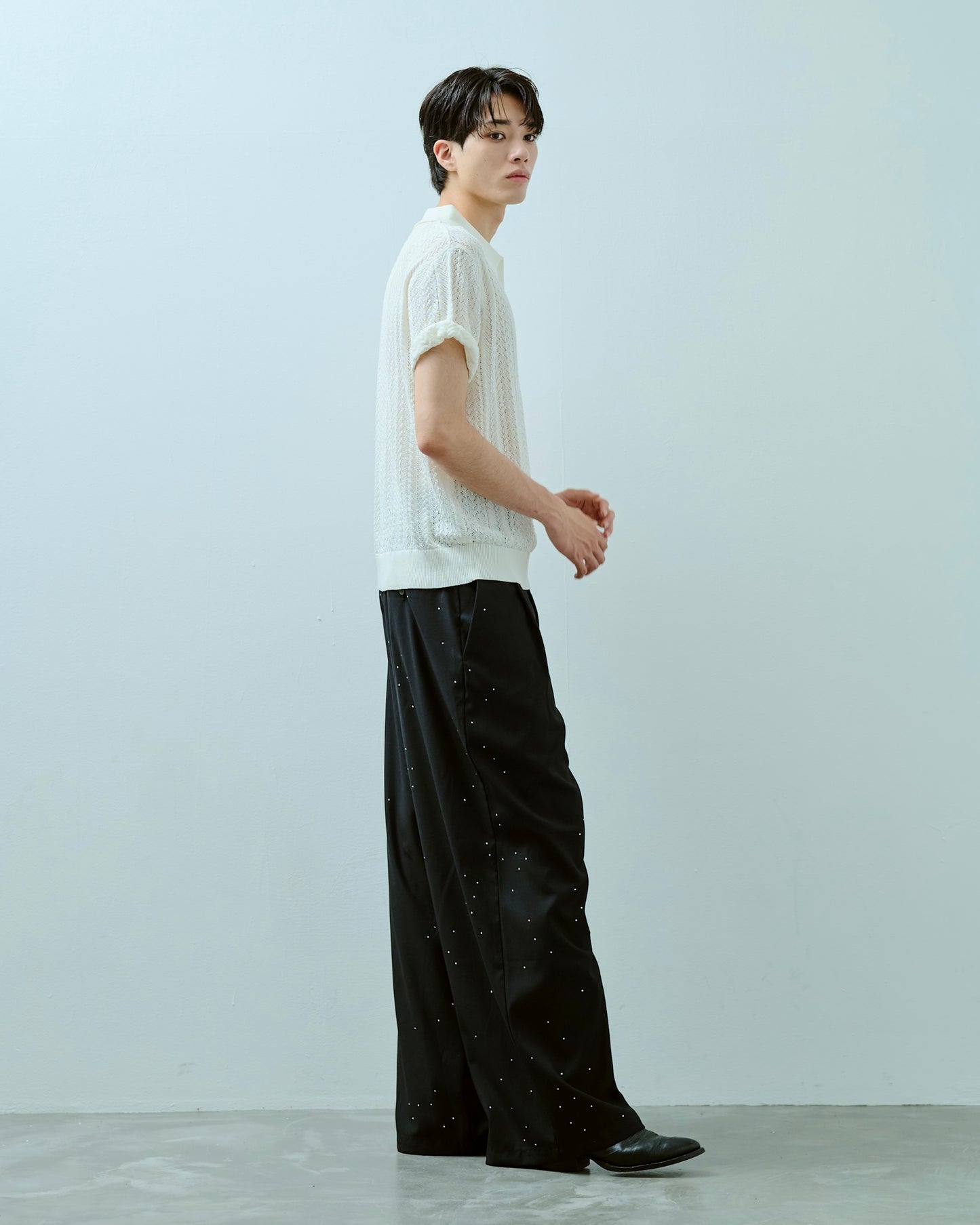wide baggy rhinestone slacks