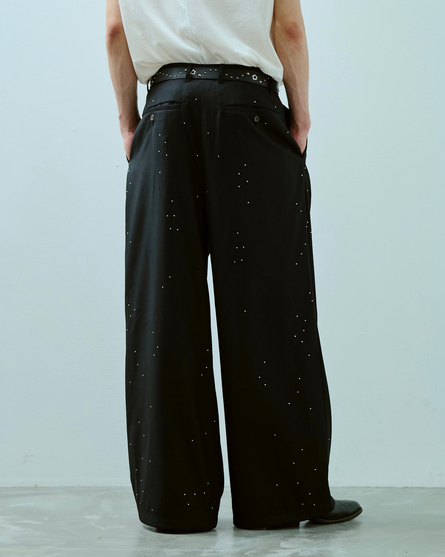 wide baggy rhinestone slacks