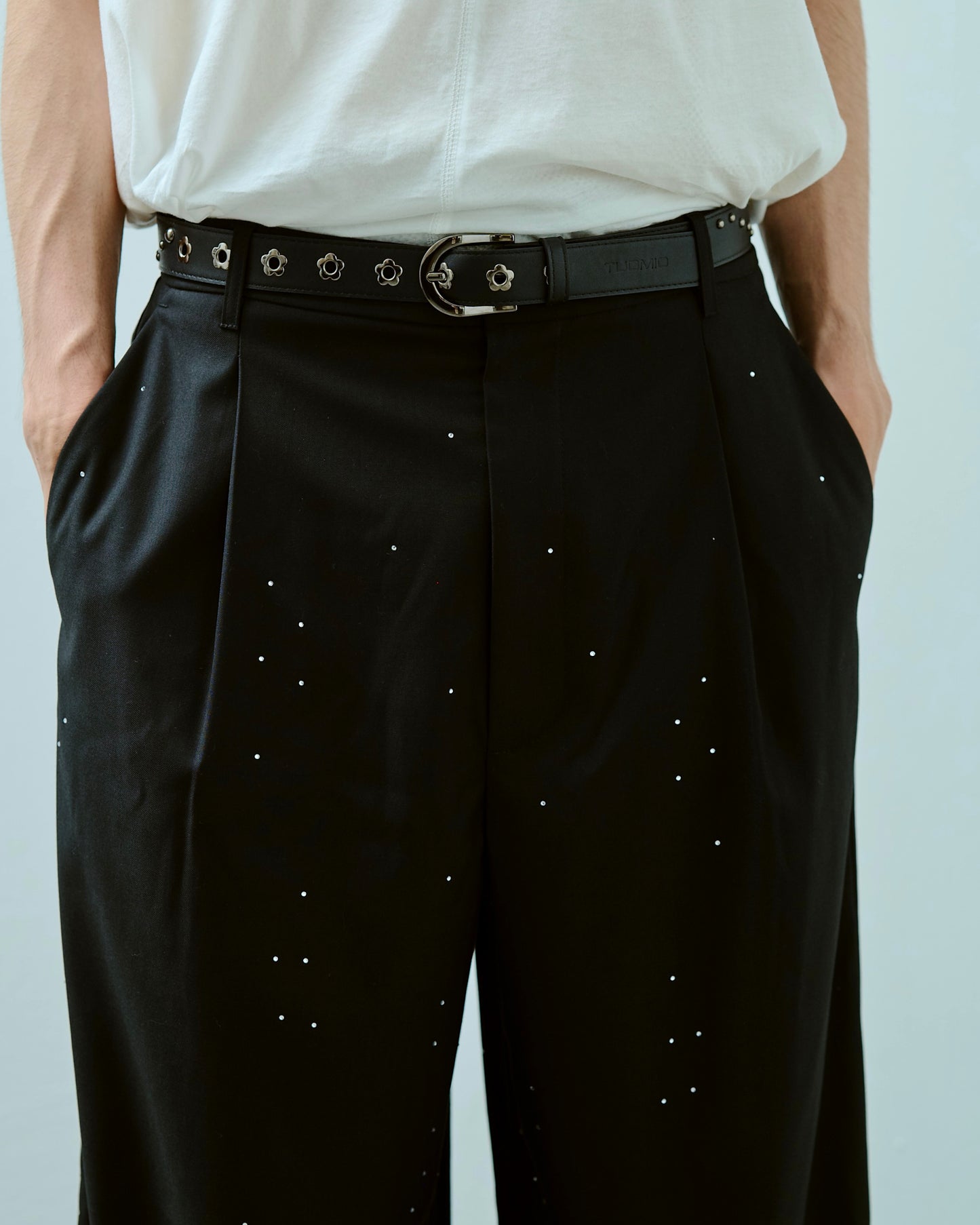 wide baggy rhinestone slacks