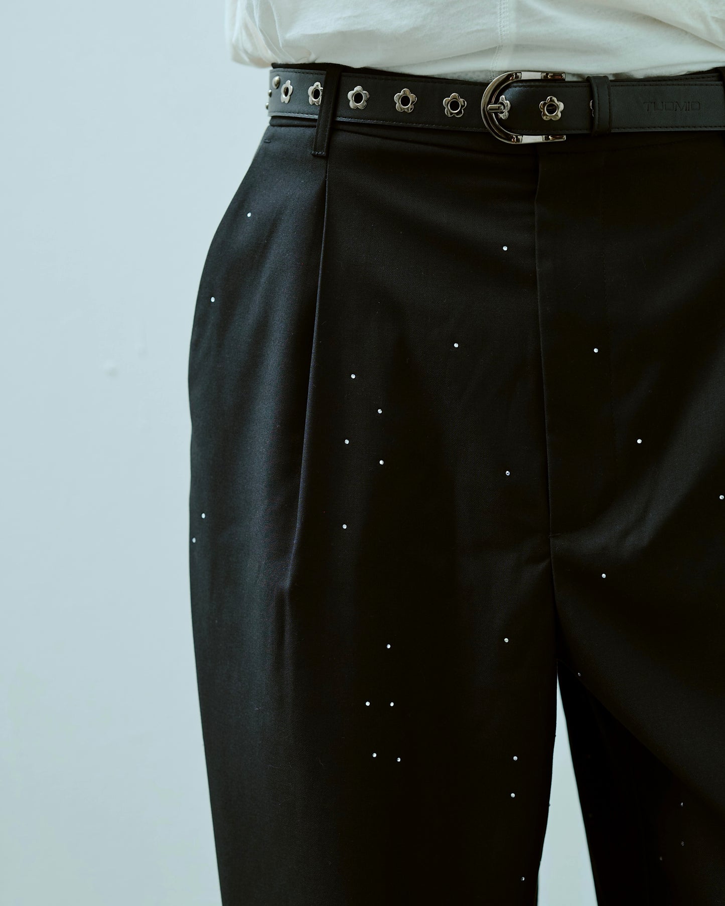 wide baggy rhinestone slacks