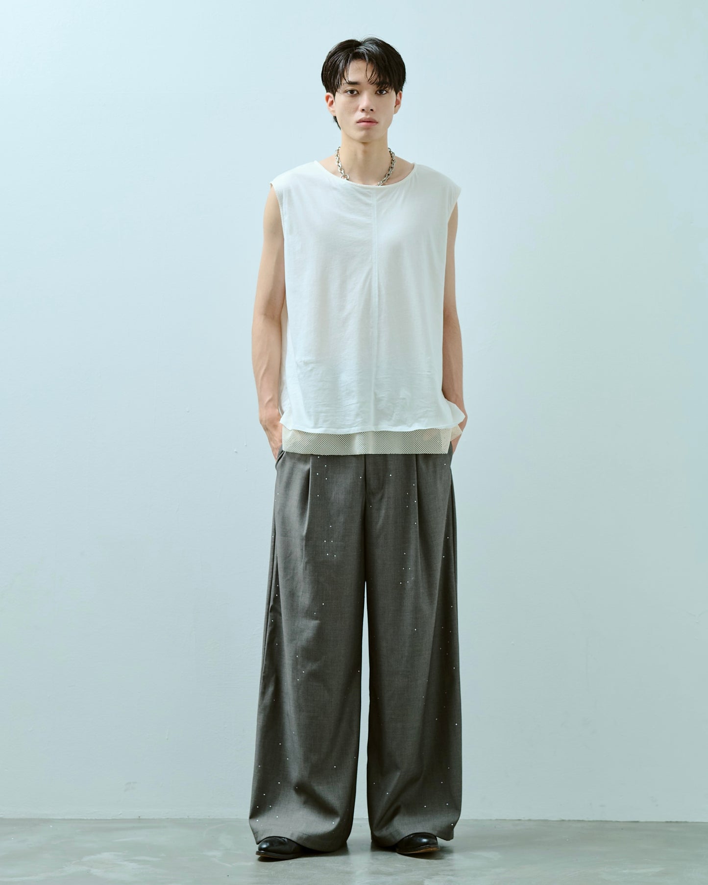 wide baggy rhinestone slacks