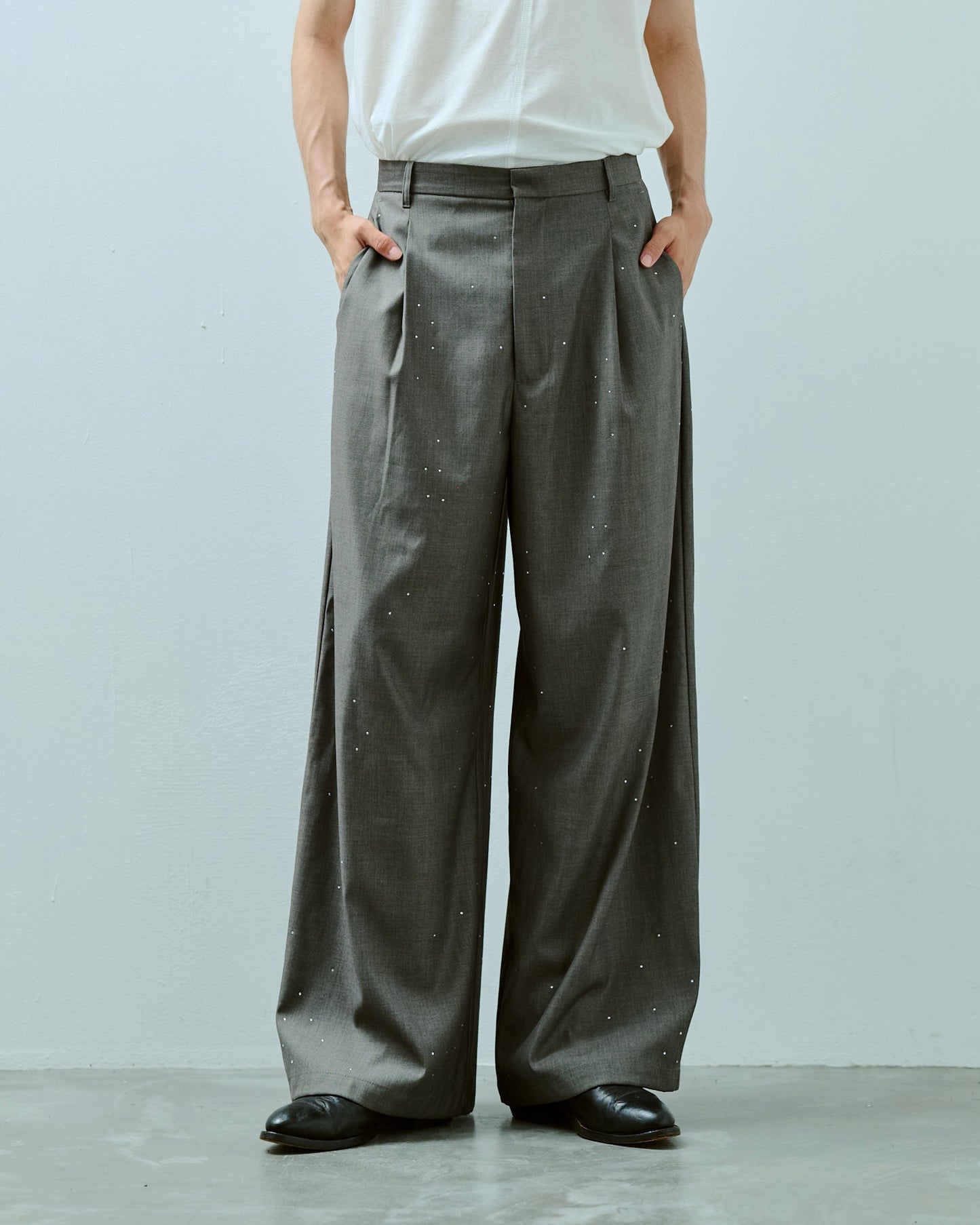 wide baggy rhinestone slacks