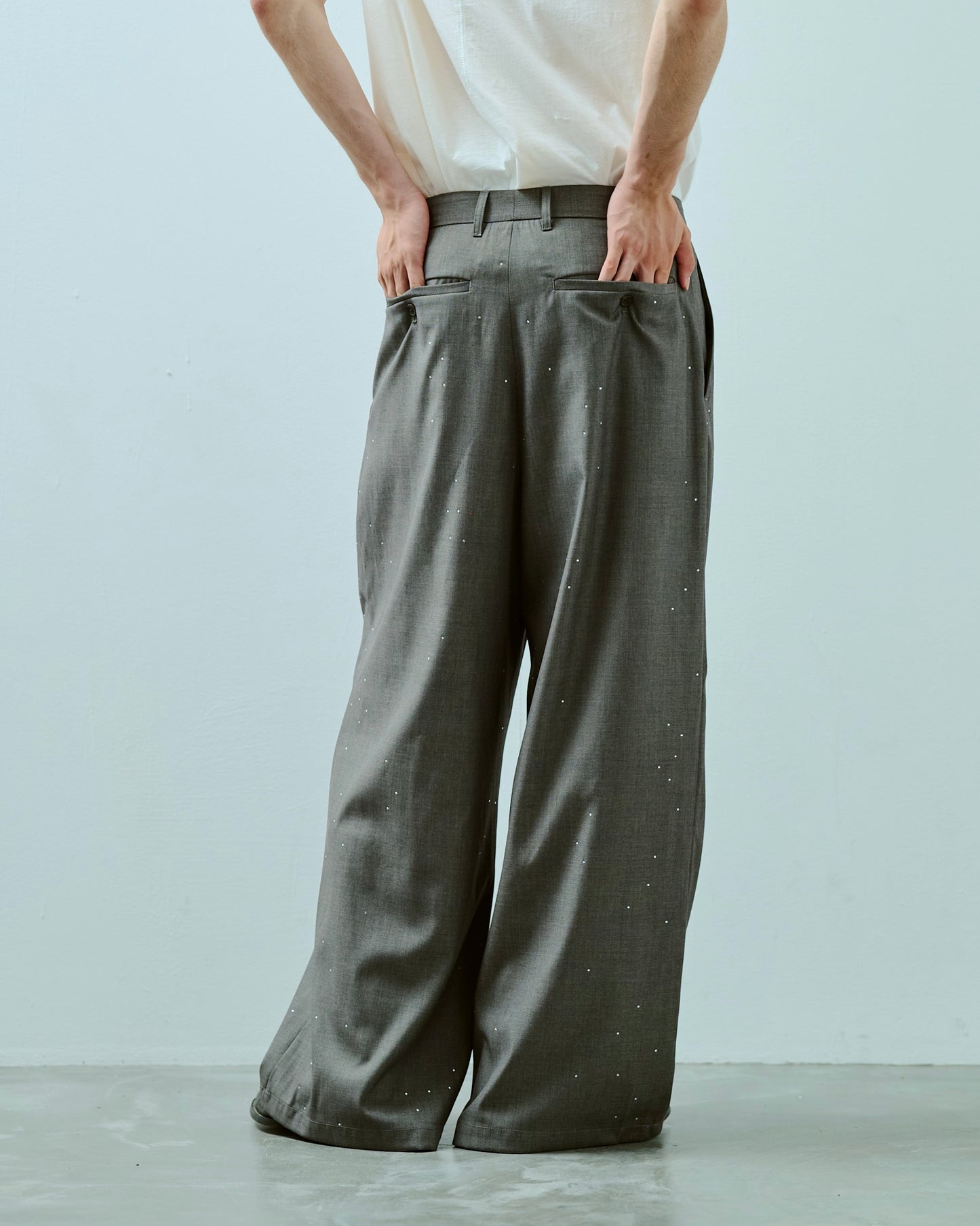 wide baggy rhinestone slacks