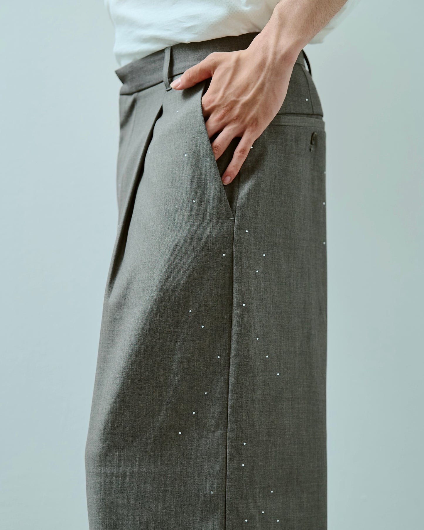wide baggy rhinestone slacks