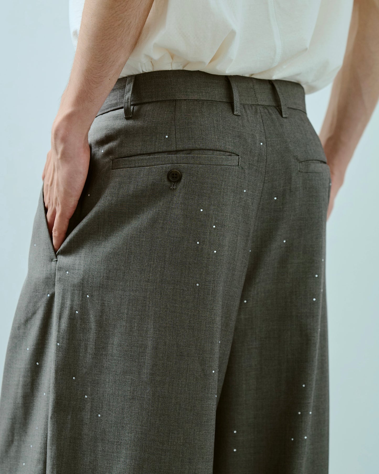 wide baggy rhinestone slacks