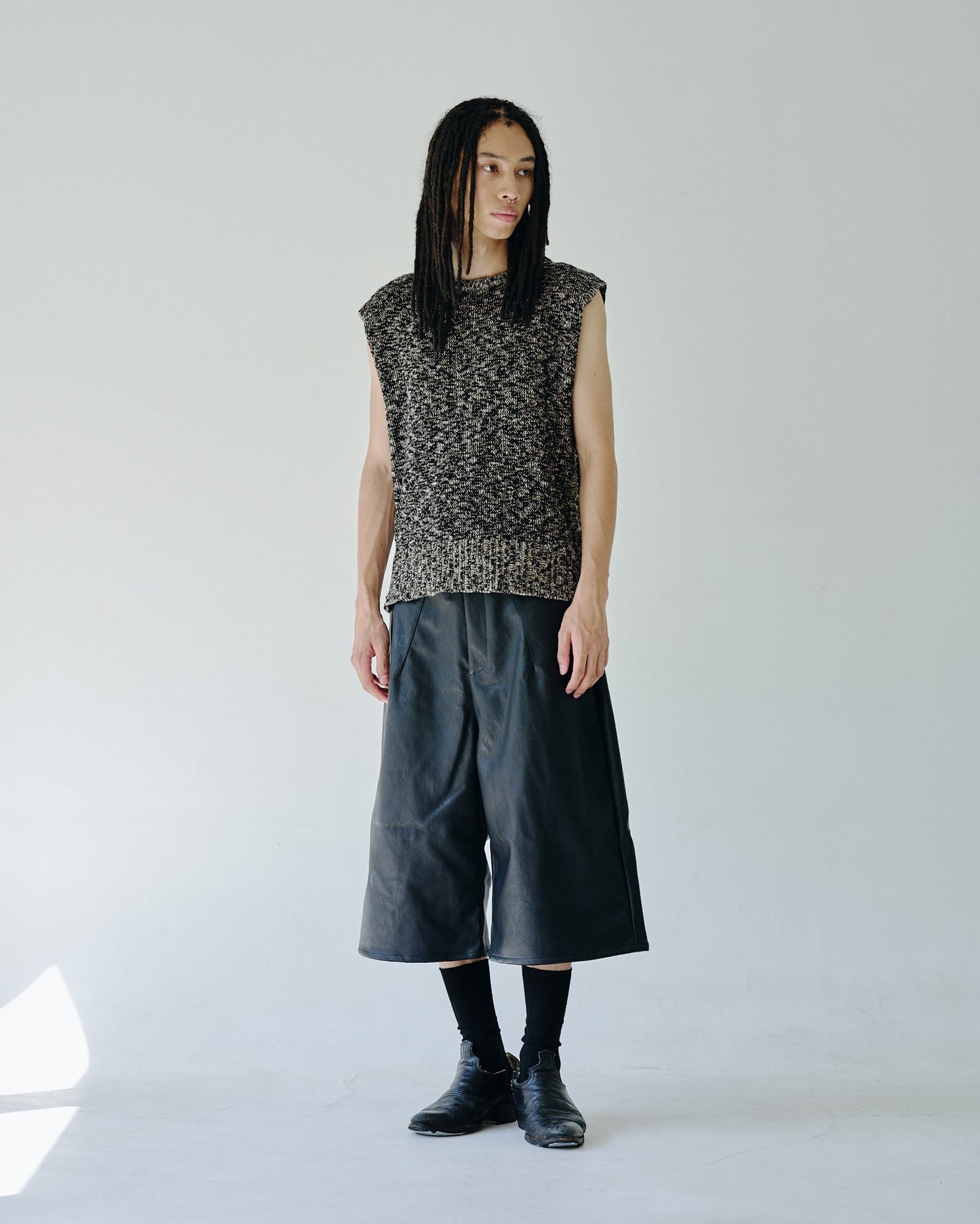 sleeveless cotton slub knit tops