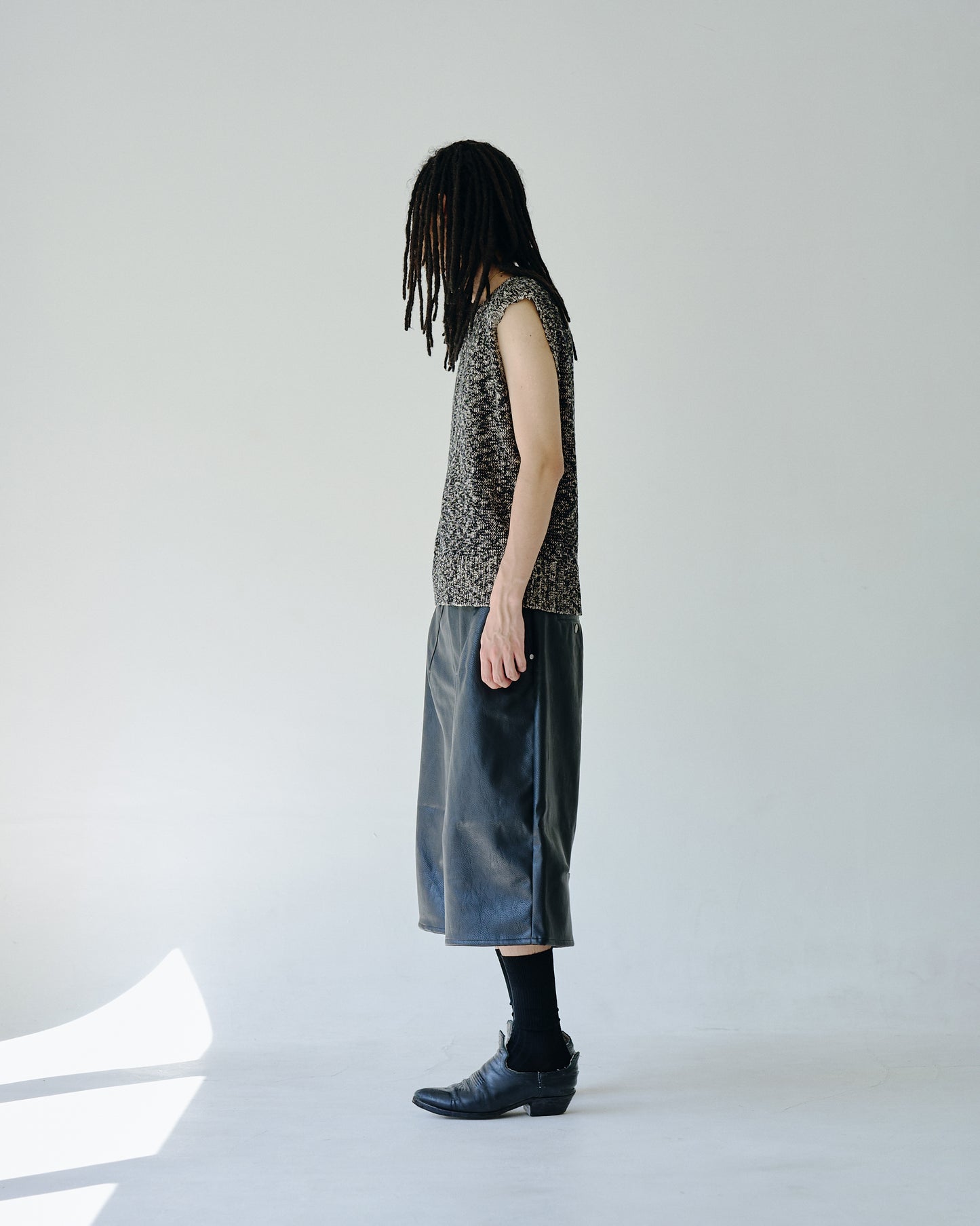 sleeveless cotton slub knit tops