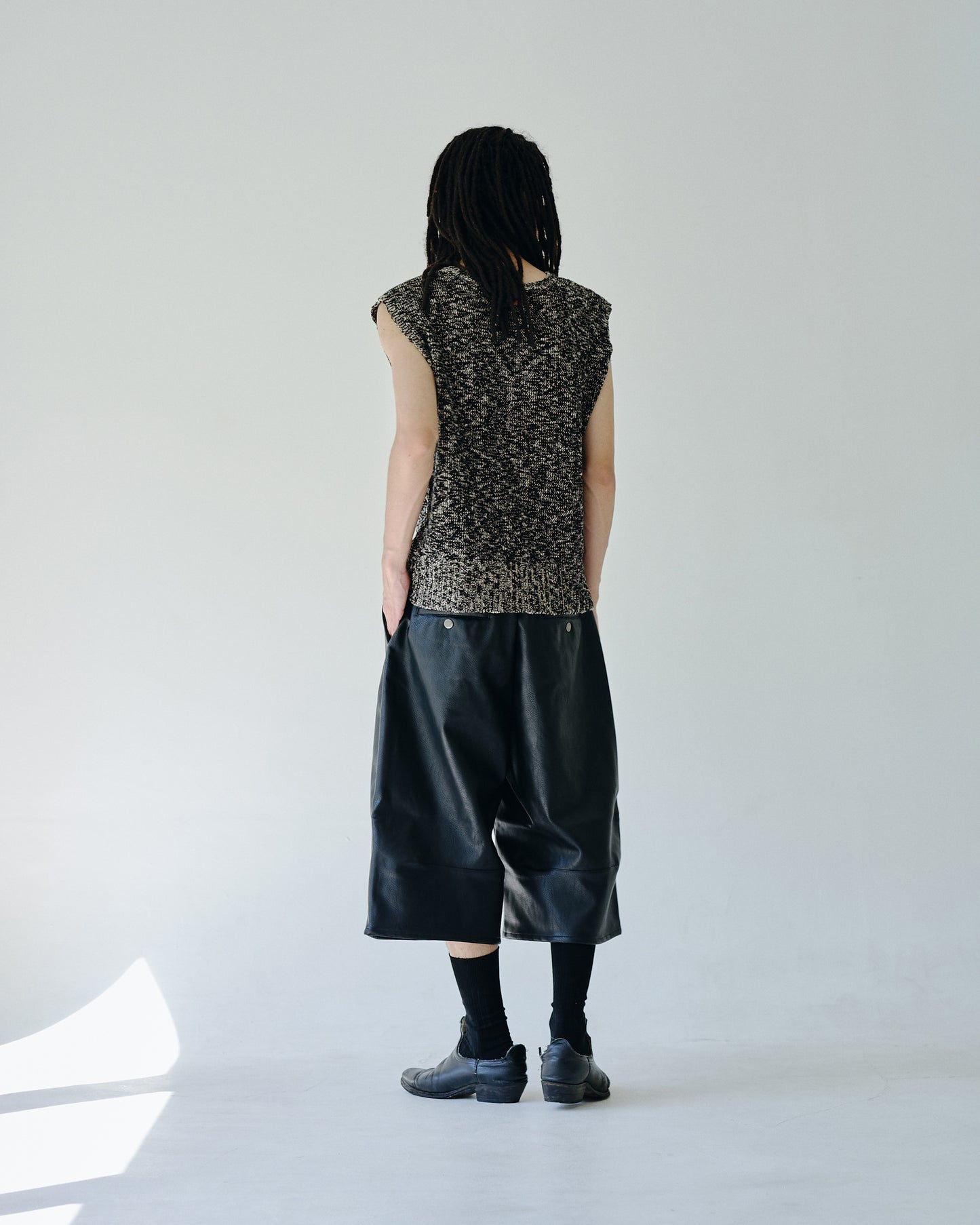 sleeveless cotton slub knit tops