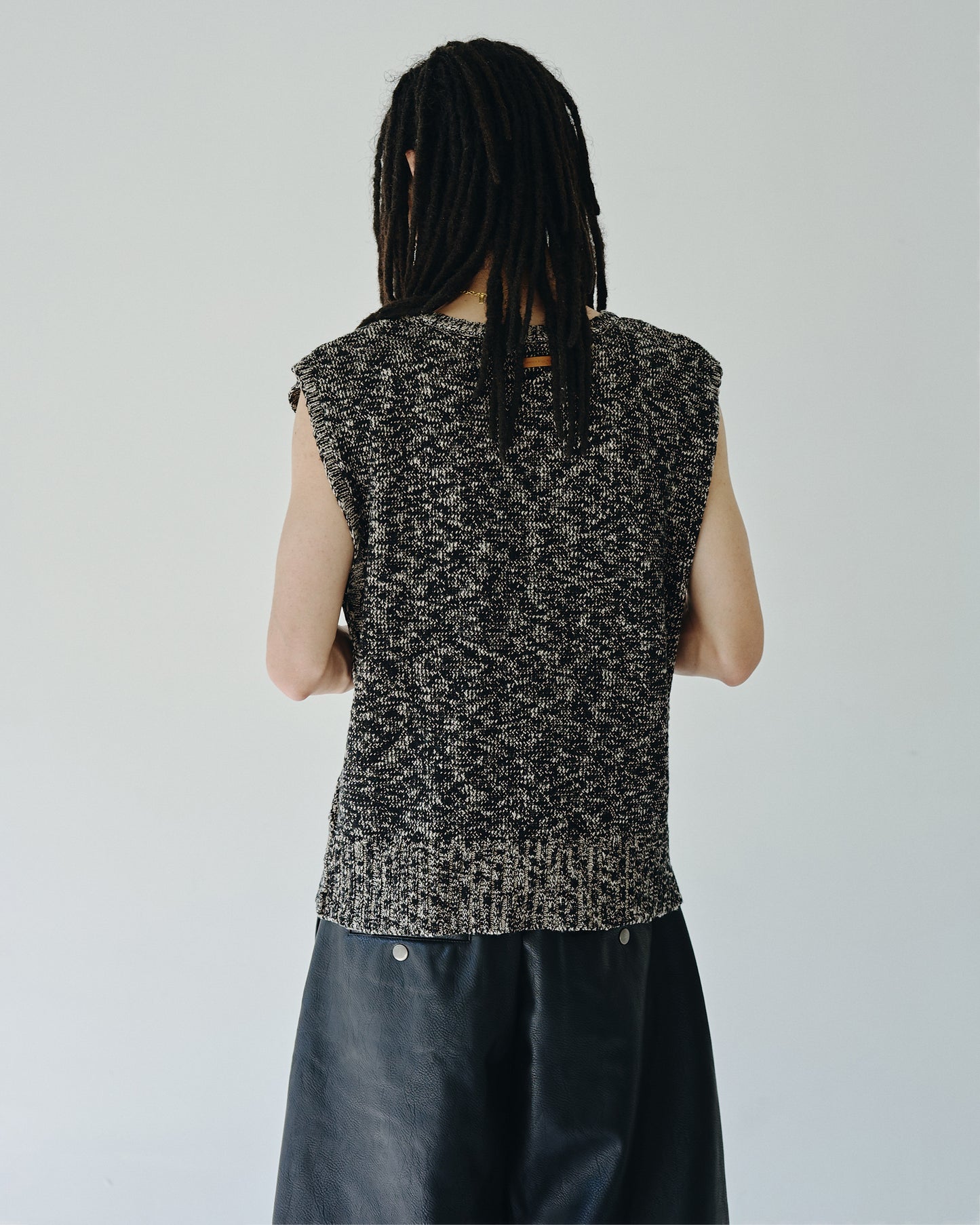 sleeveless cotton slub knit tops