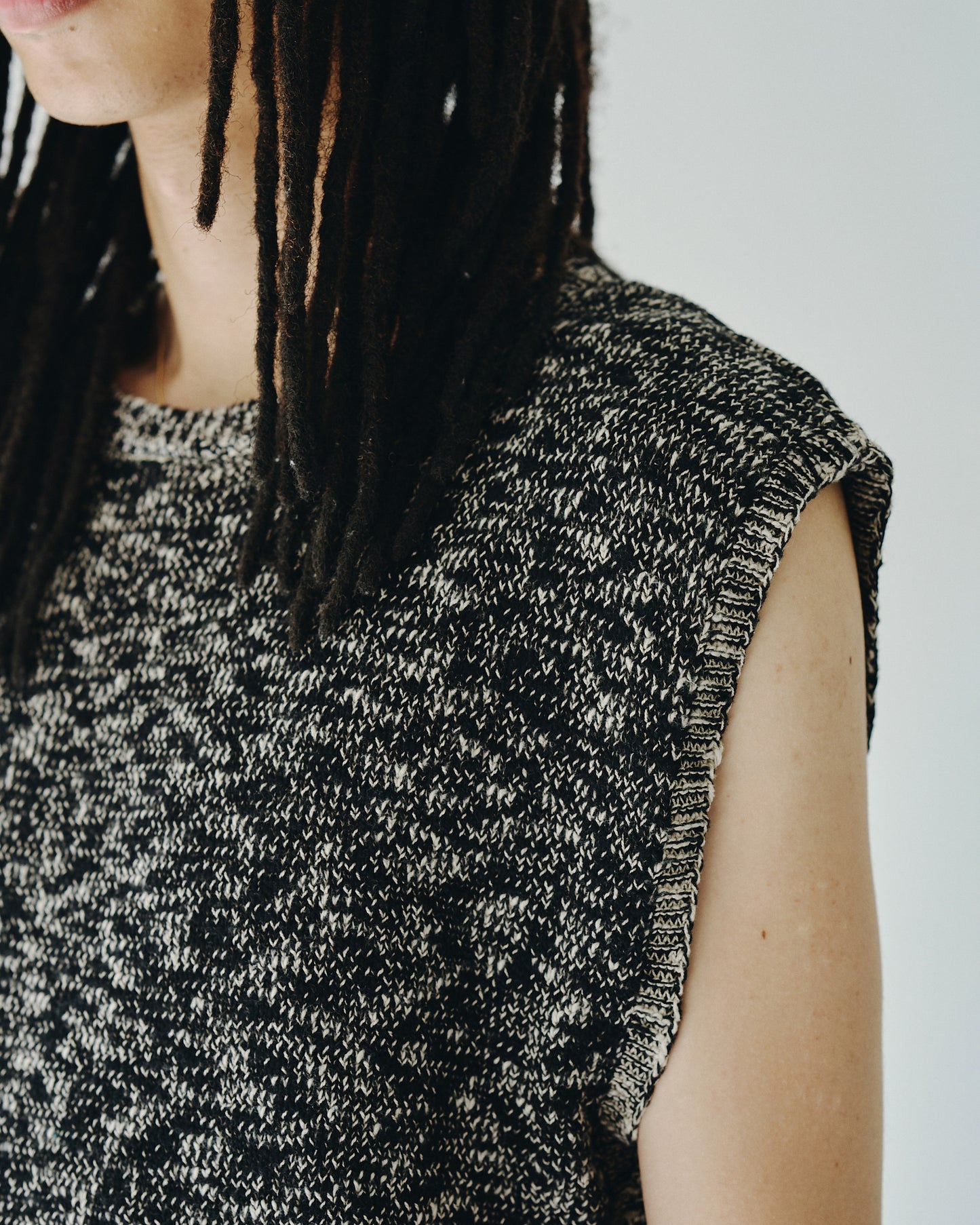 sleeveless cotton slub knit tops