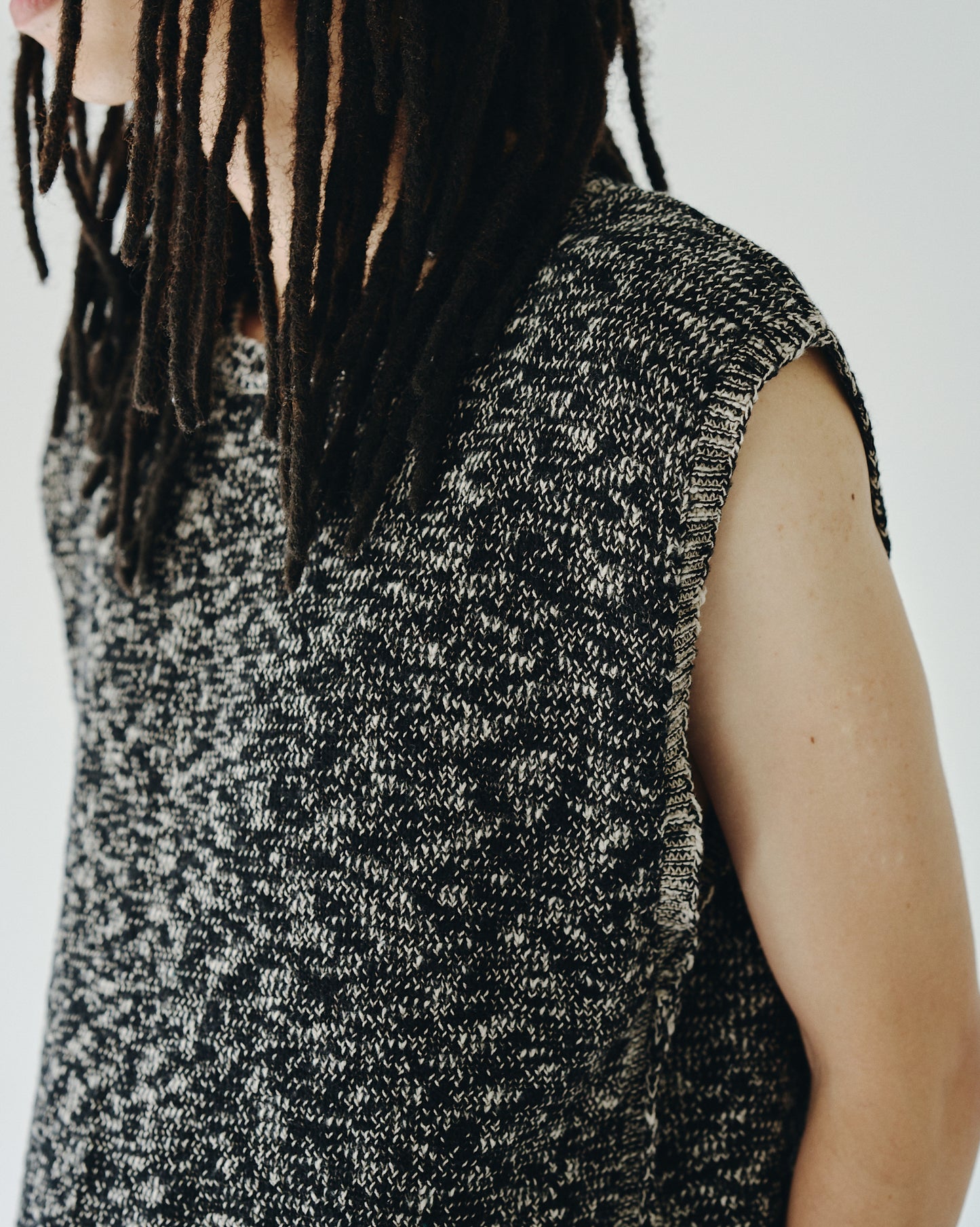 sleeveless cotton slub knit tops