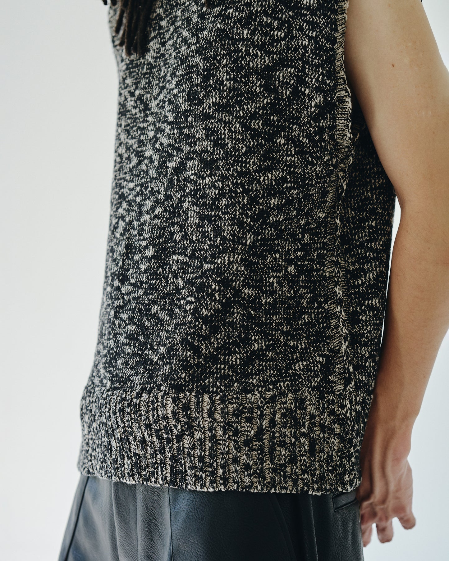 sleeveless cotton slub knit tops