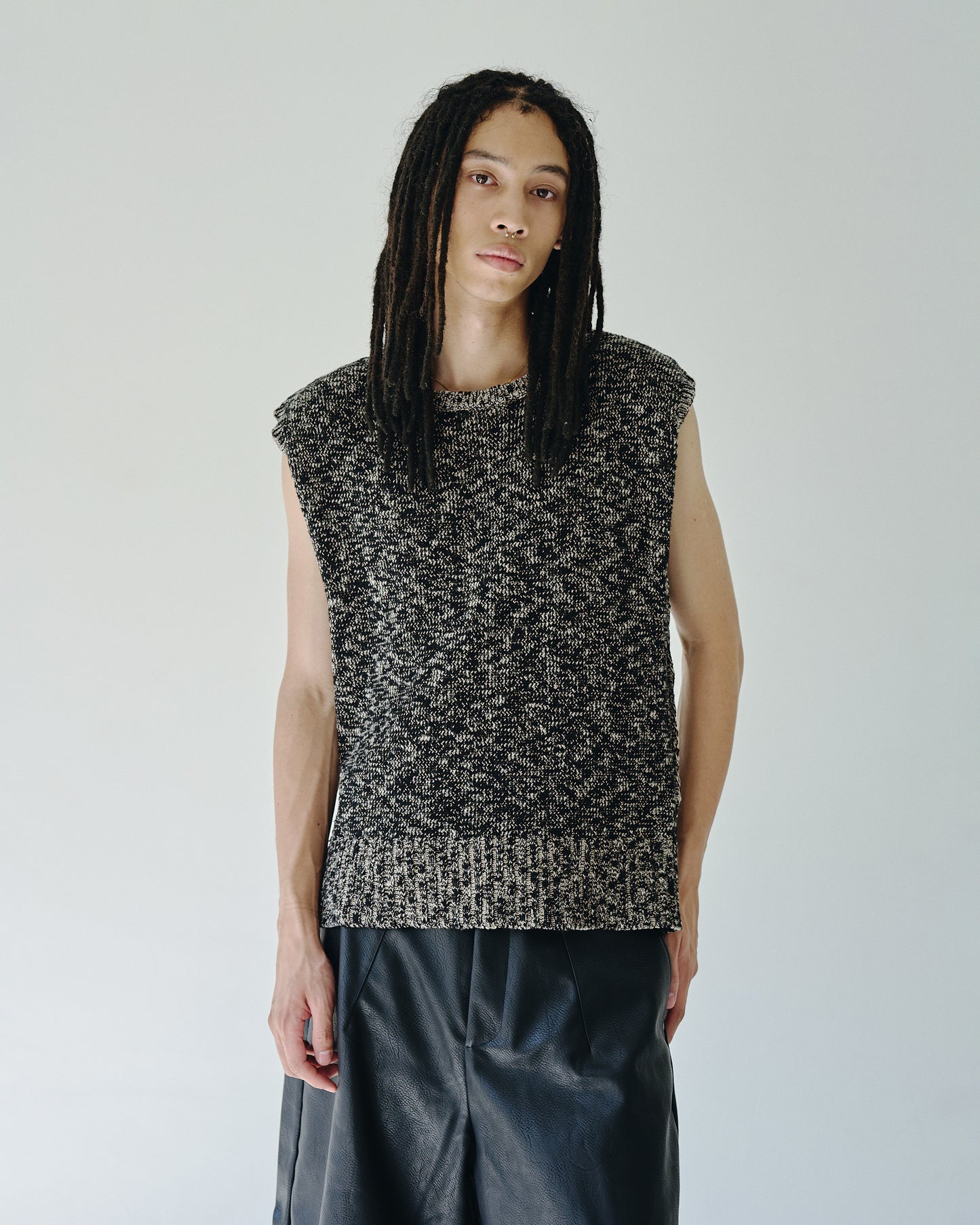 sleeveless cotton slub knit tops