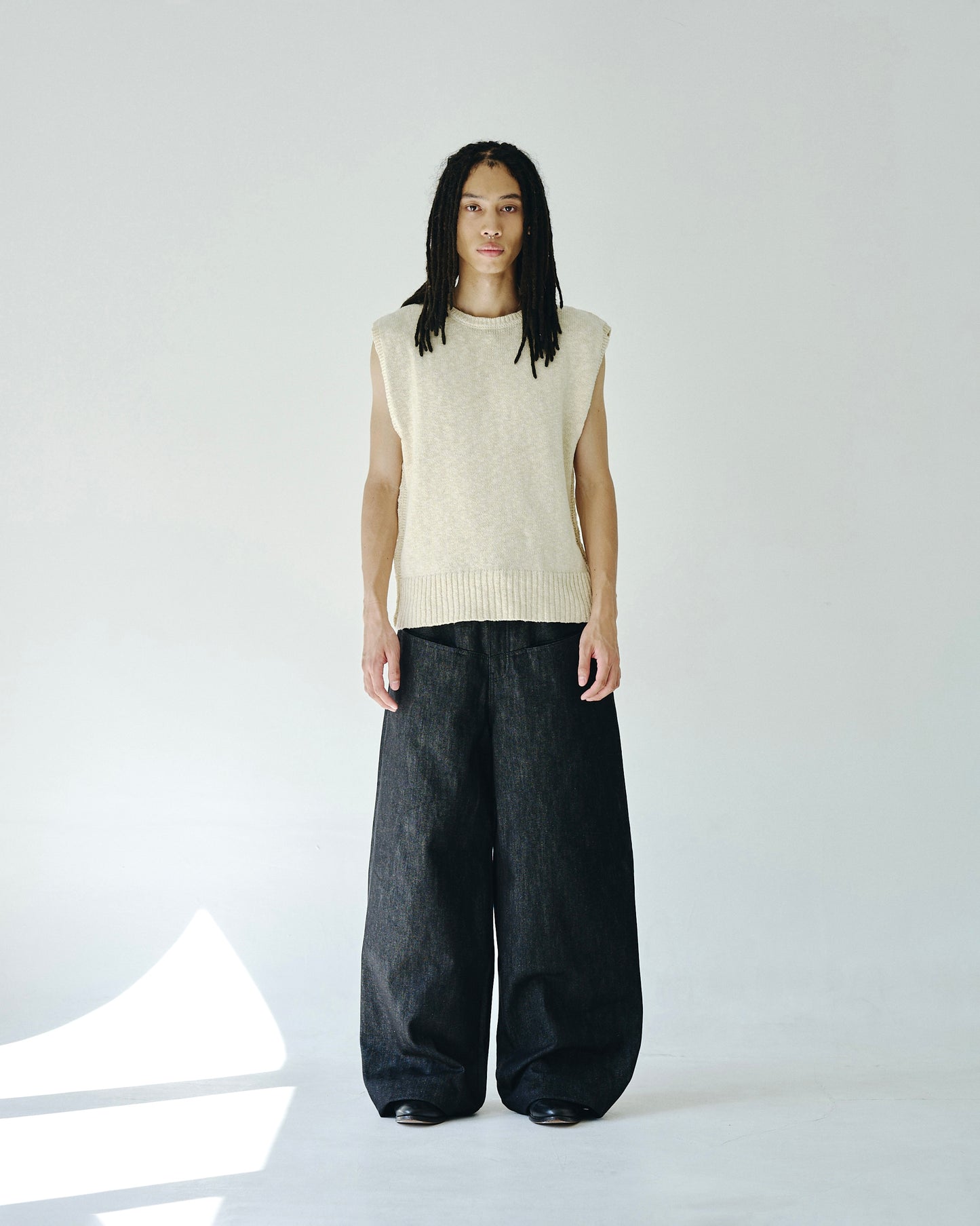 sleeveless cotton slub knit tops