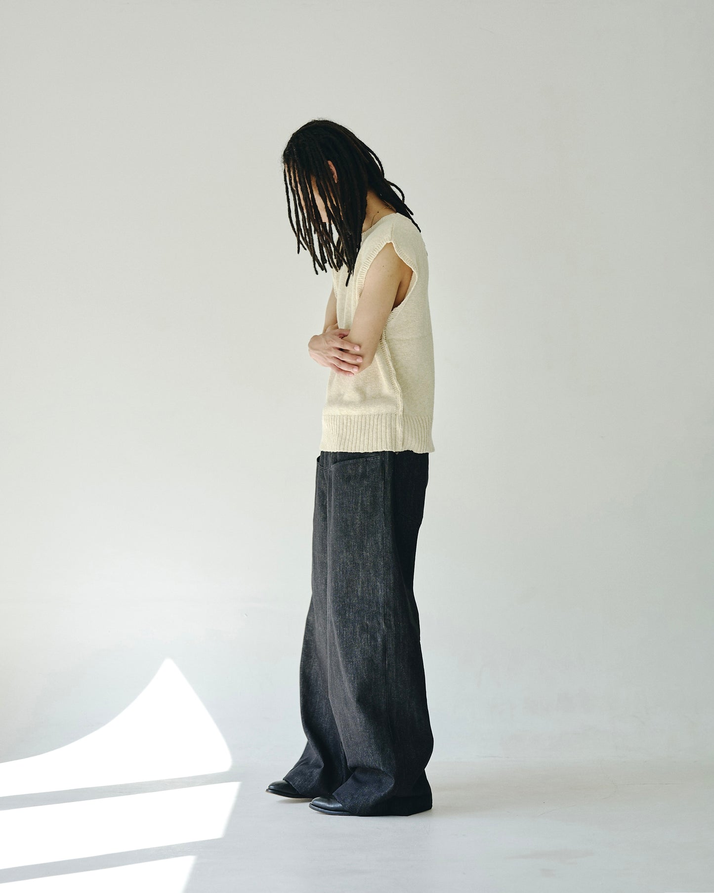 sleeveless cotton slub knit tops