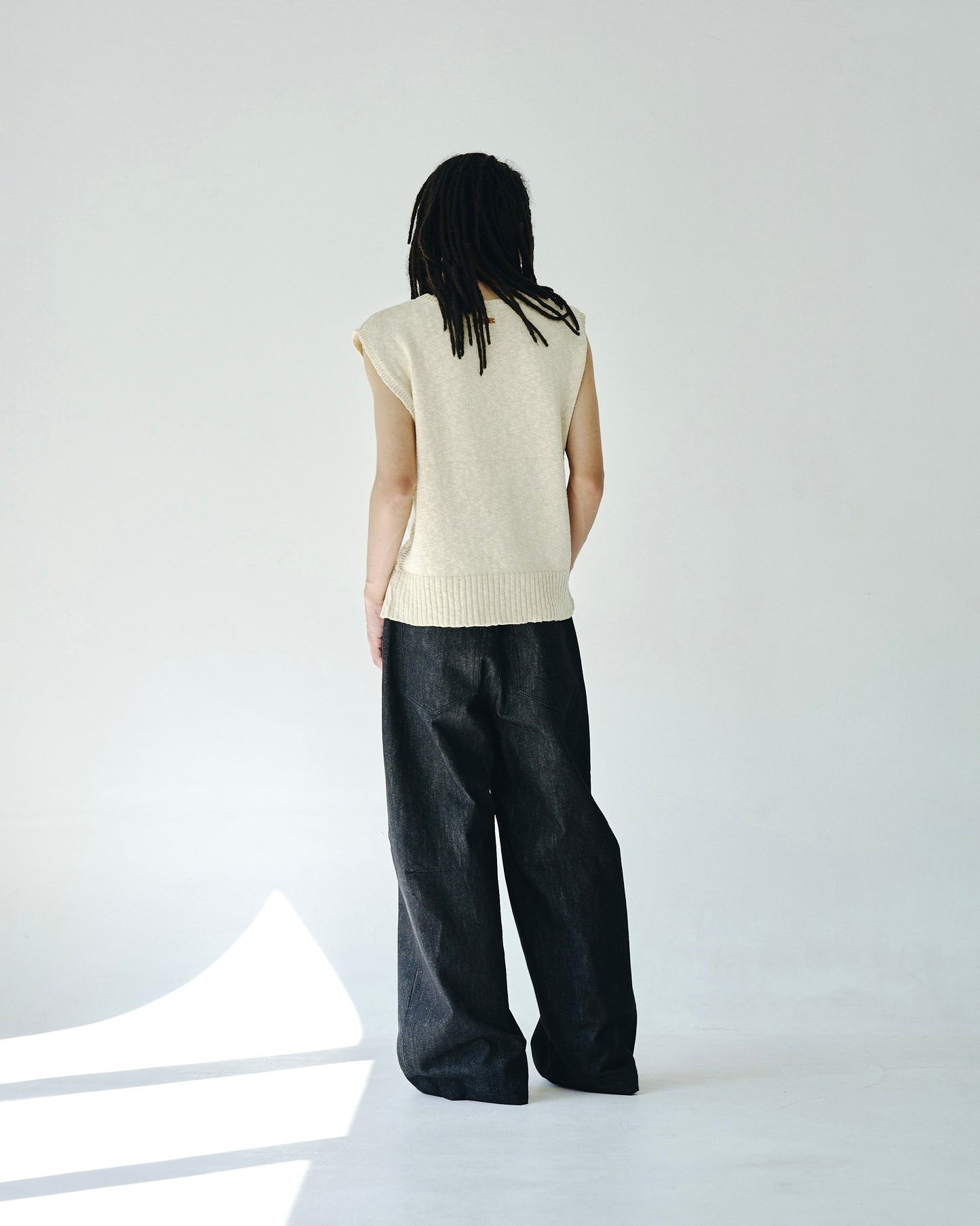 sleeveless cotton slub knit tops