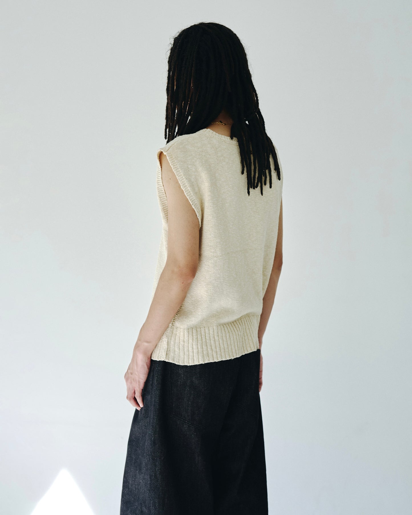 sleeveless cotton slub knit tops