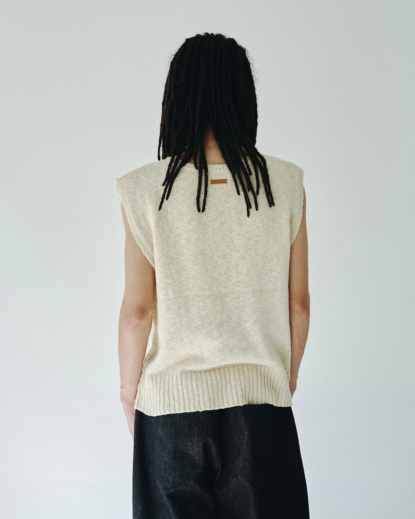 sleeveless cotton slub knit tops