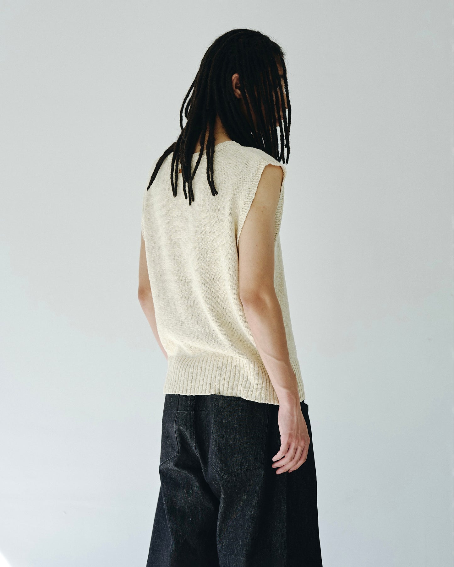 sleeveless cotton slub knit tops