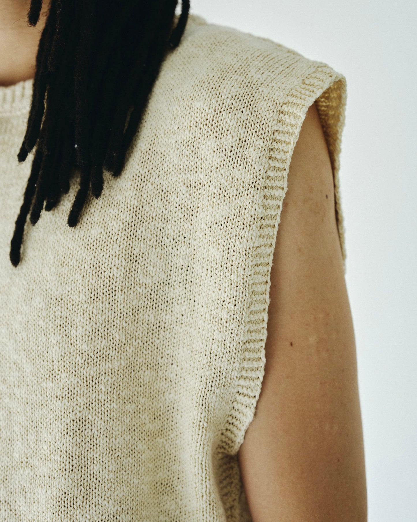 sleeveless cotton slub knit tops