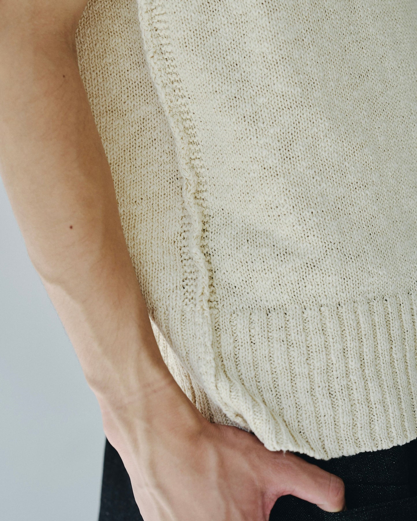 sleeveless cotton slub knit tops