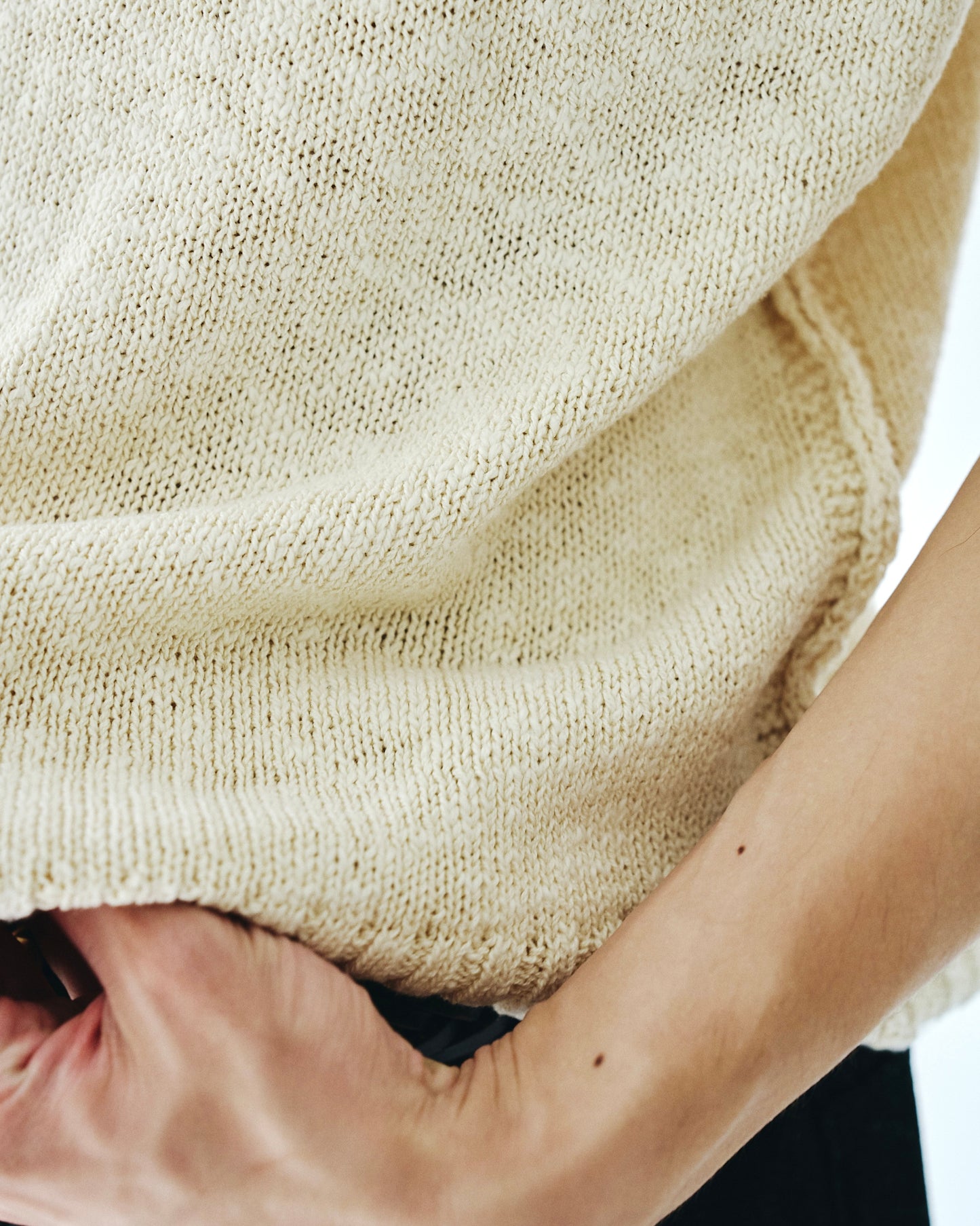 sleeveless cotton slub knit tops