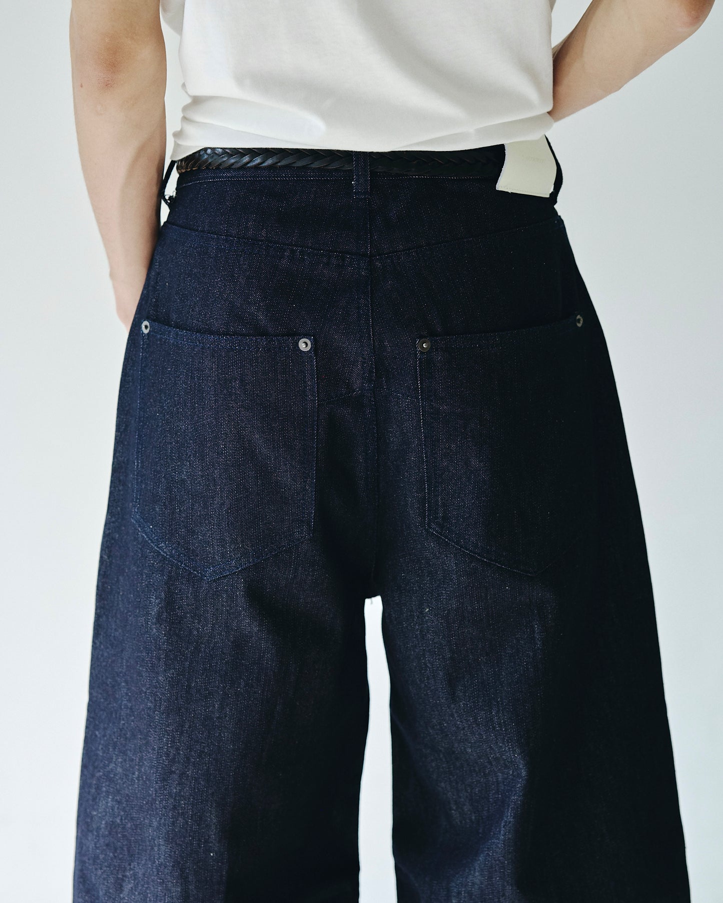 DOUBLE POCKET RIGID SLUB BAGGY DENIM TROUSERS