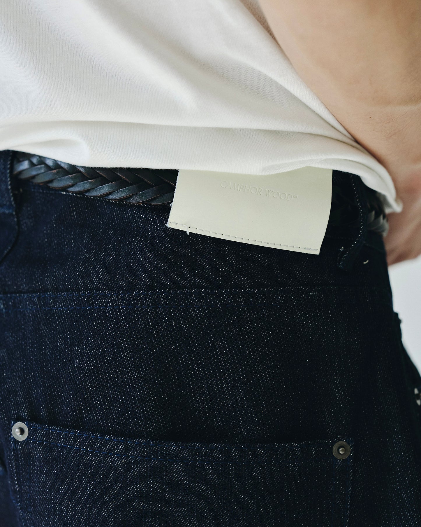 DOUBLE POCKET RIGID SLUB BAGGY DENIM TROUSERS