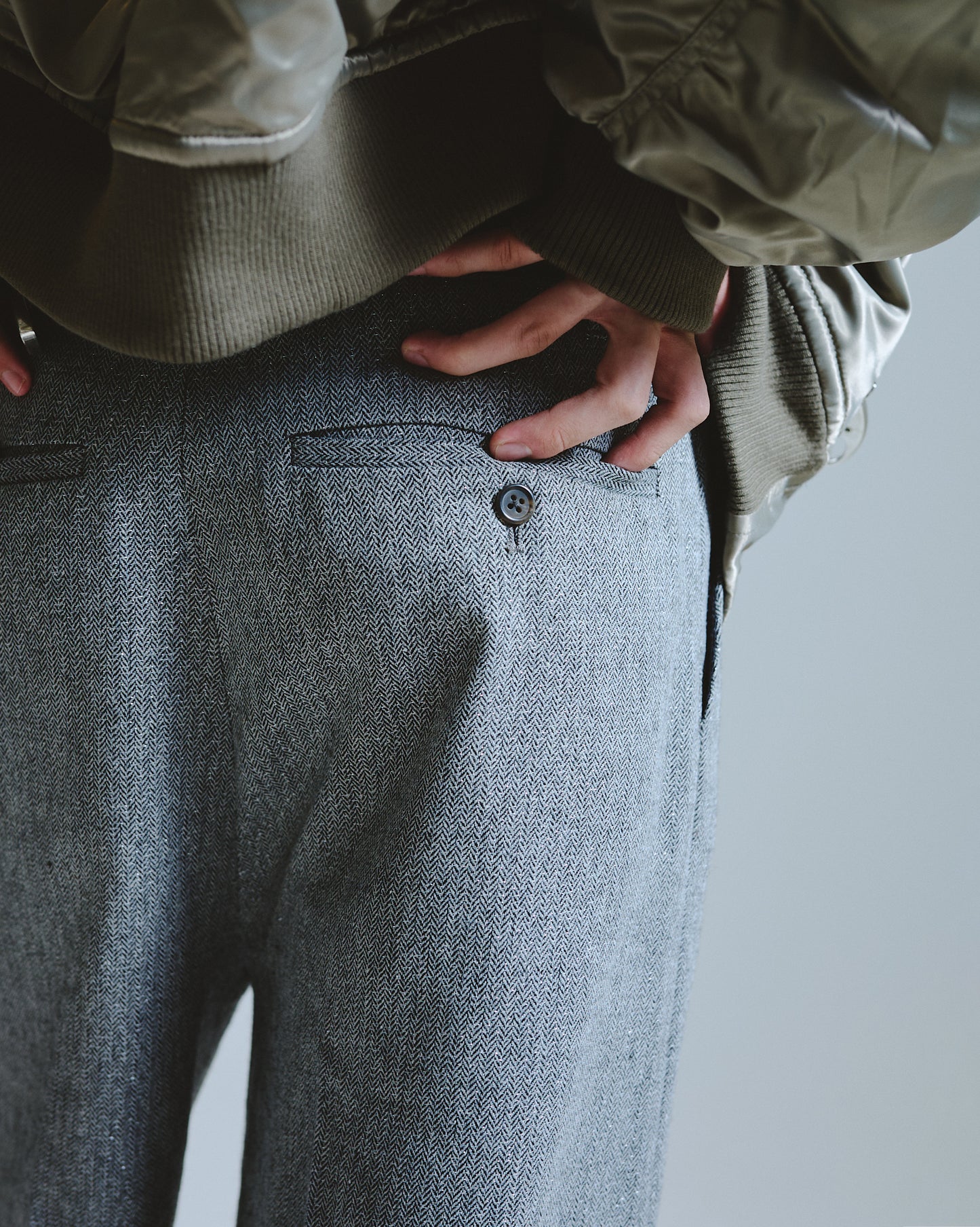 2tuck wide baggy slacks - RAME TWEED