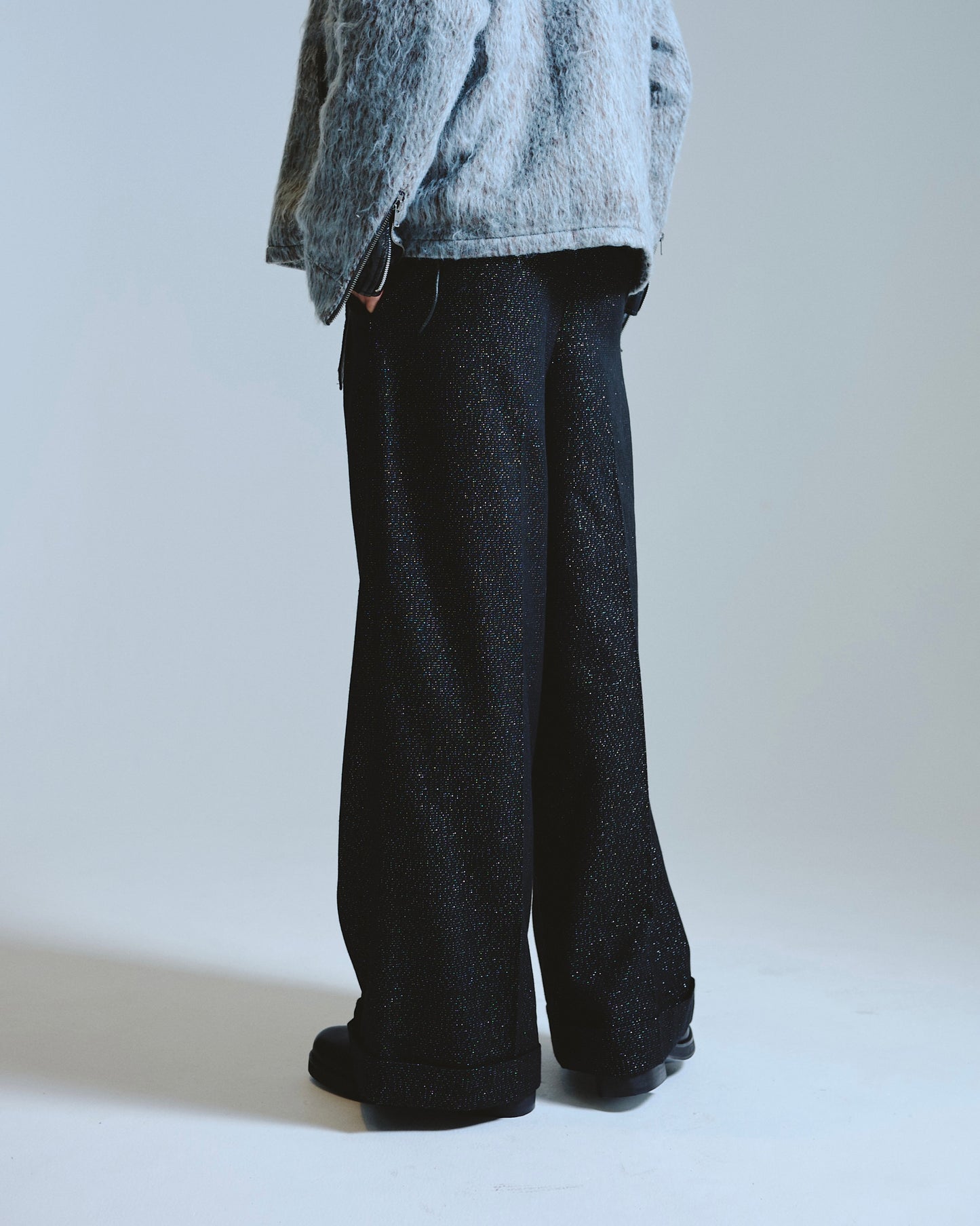 2tuck wide baggy slacks - RAME TWEED