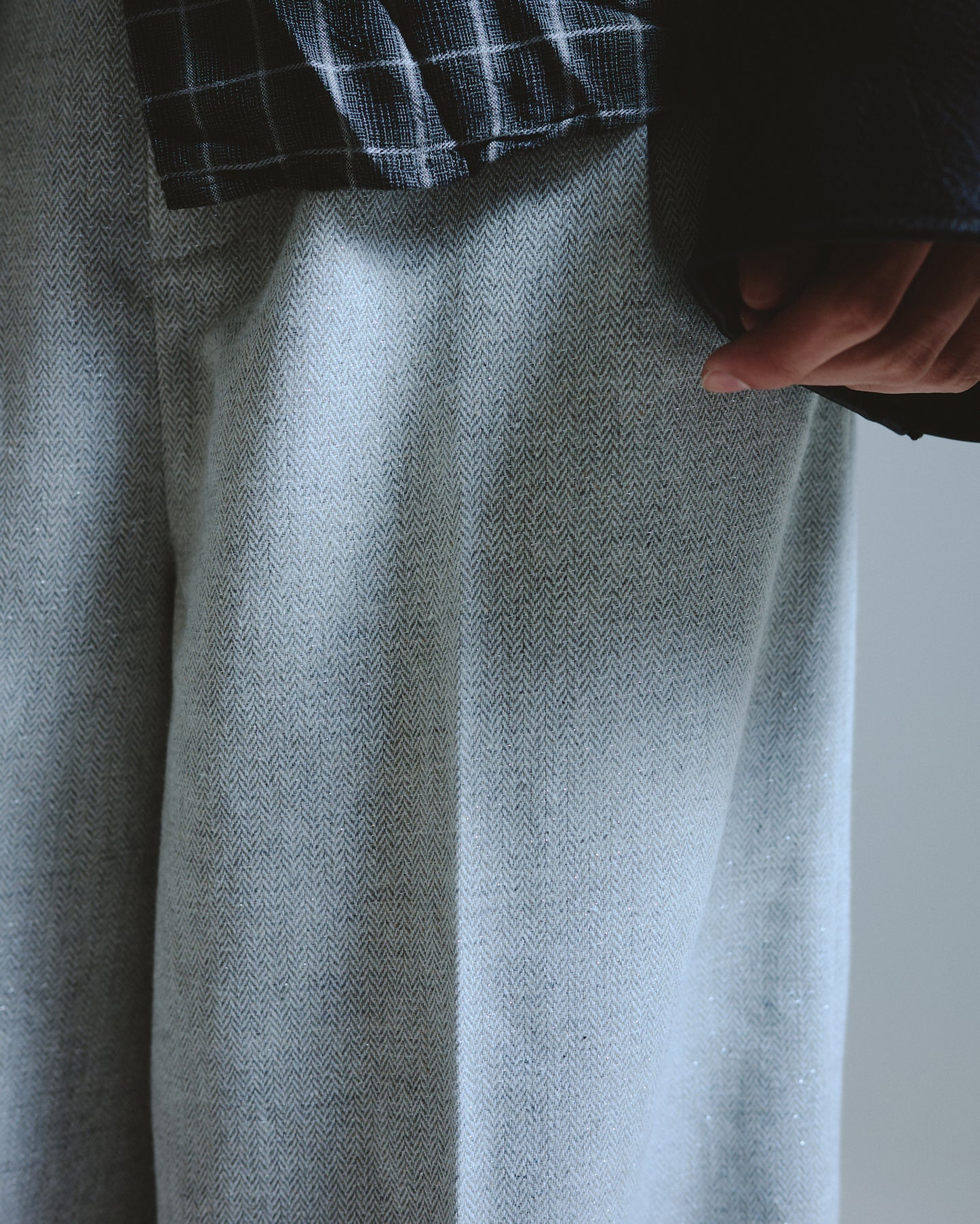 2tuck wide baggy slacks - RAME TWEED