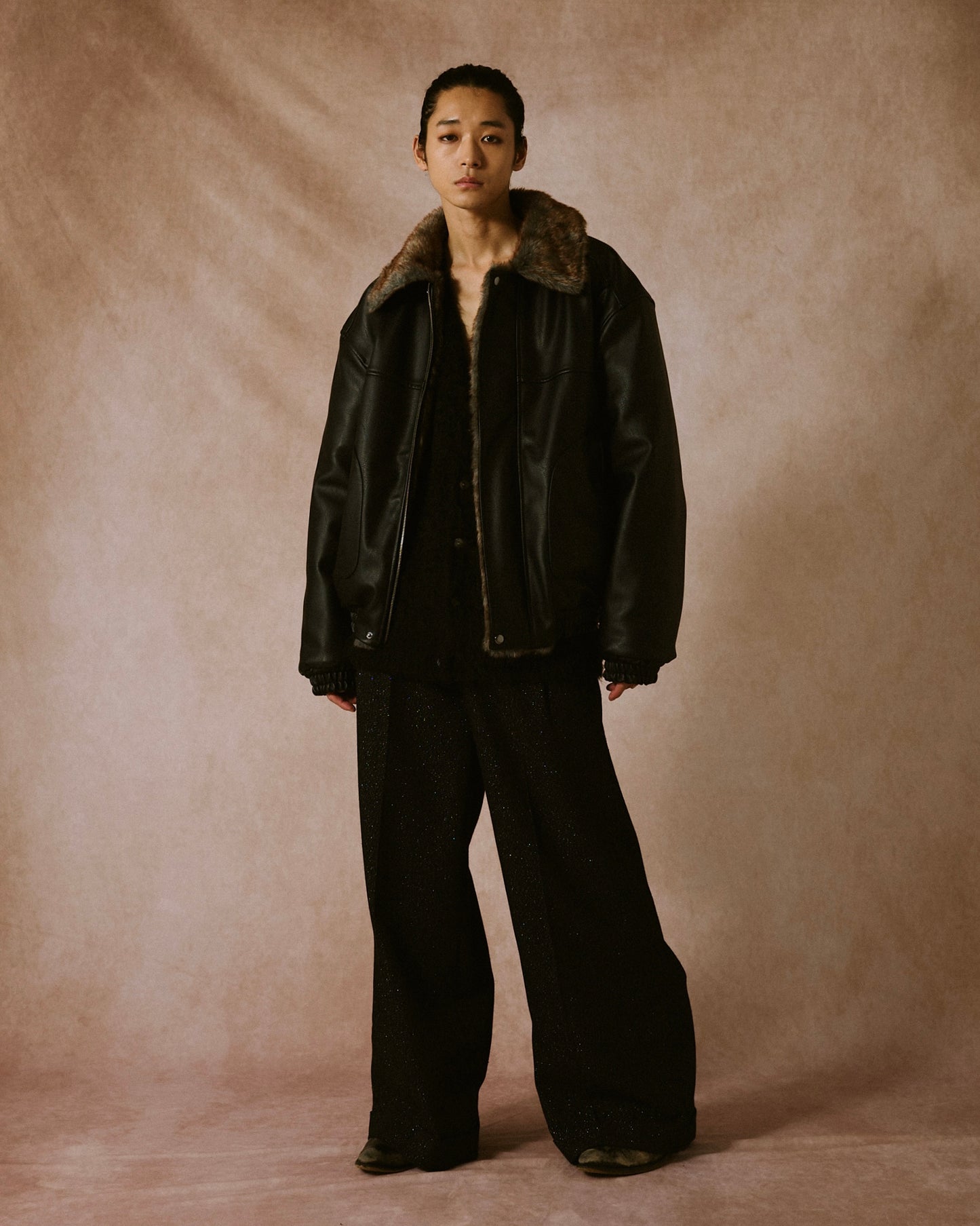 leather/fur faux reversible flight jacket (発送予定:2025年11月上旬~)