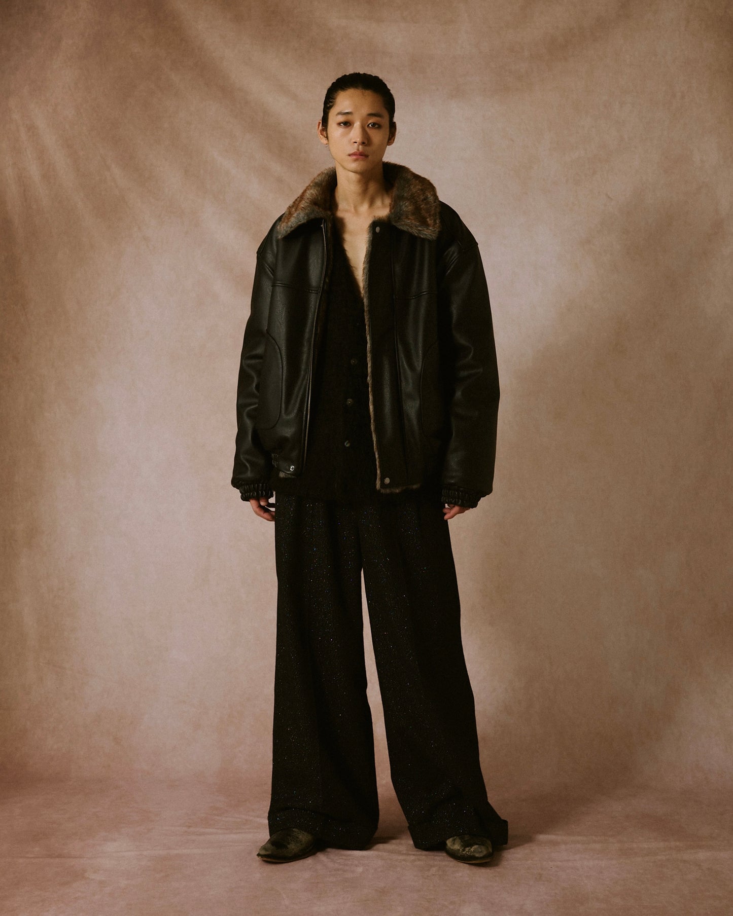 leather/fur faux reversible flight jacket (発送予定:2025年11月上旬~)
