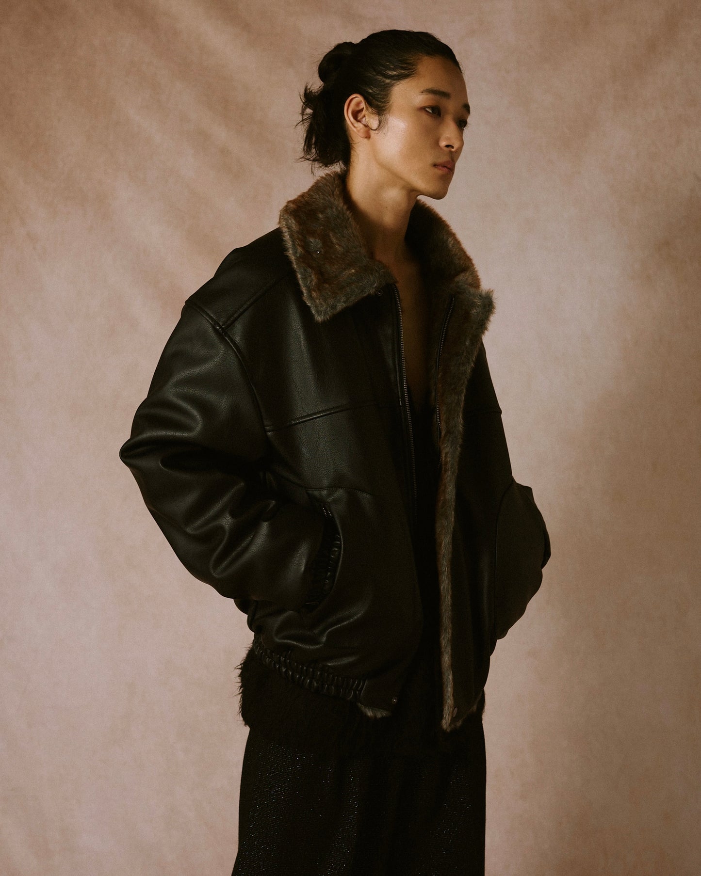 leather/fur faux reversible flight jacket (発送予定:2025年11月上旬~)