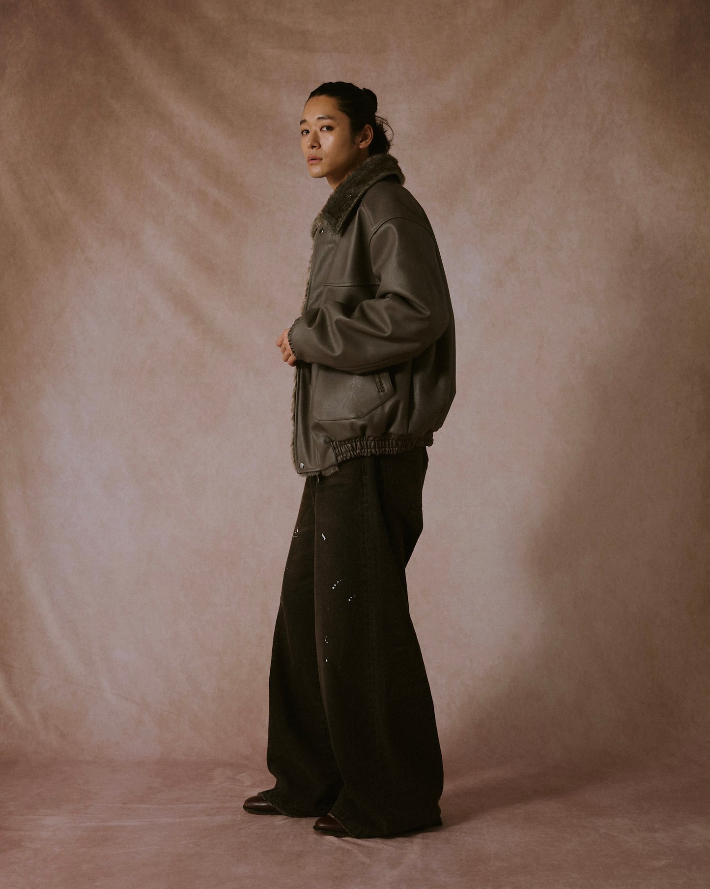 leather/fur faux reversible flight jacket (発送予定:2025年11月上旬~)